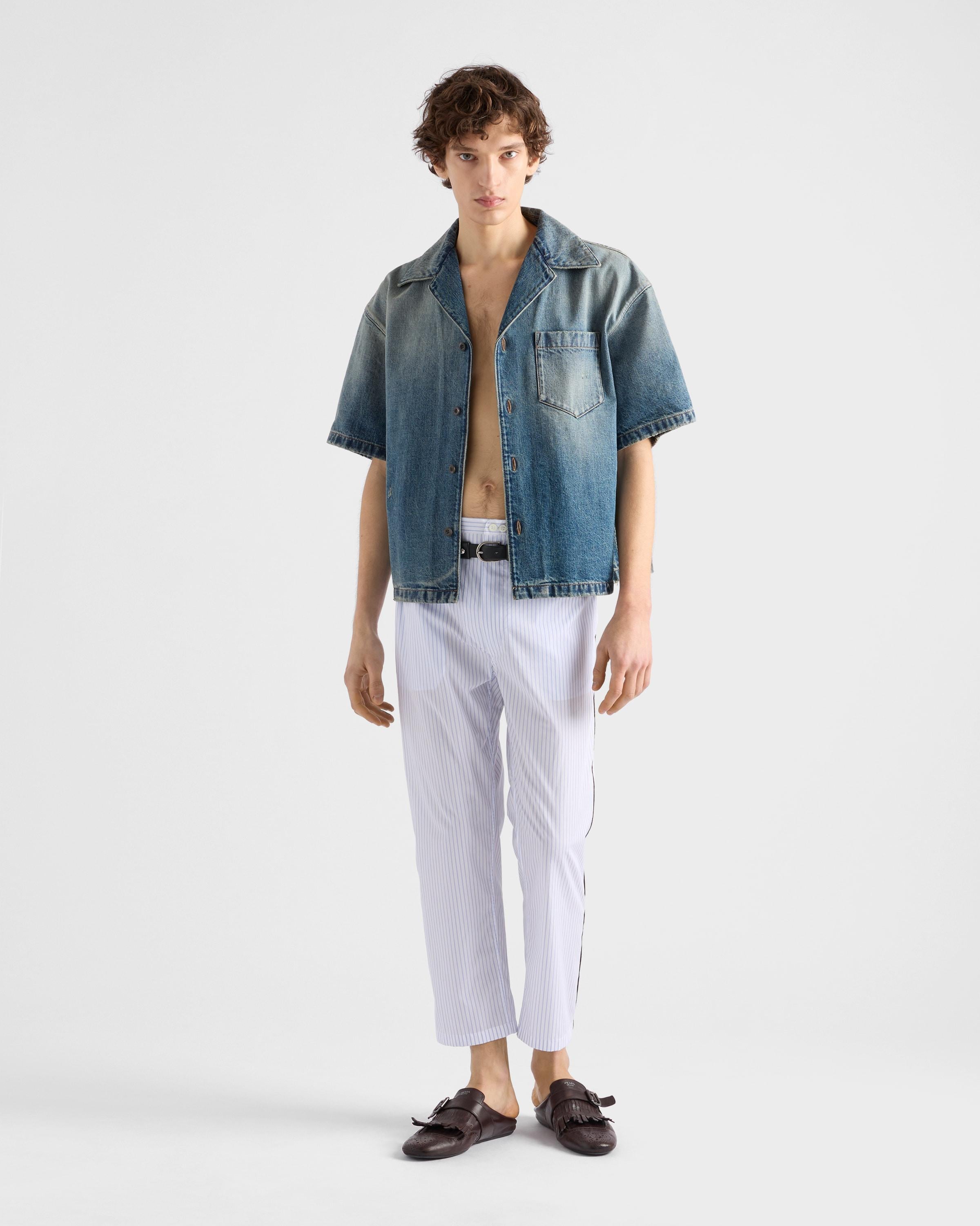 Prada Denim Bowling Shirt in Blue for Men | Lyst
