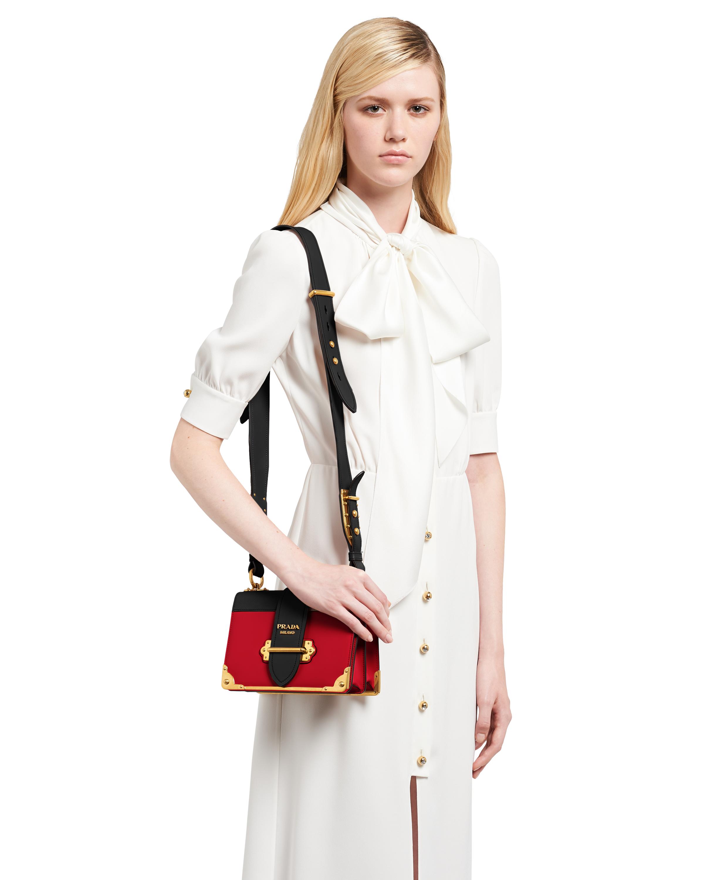 Prada Cahier Leather Shoulder Bag in Red | Lyst