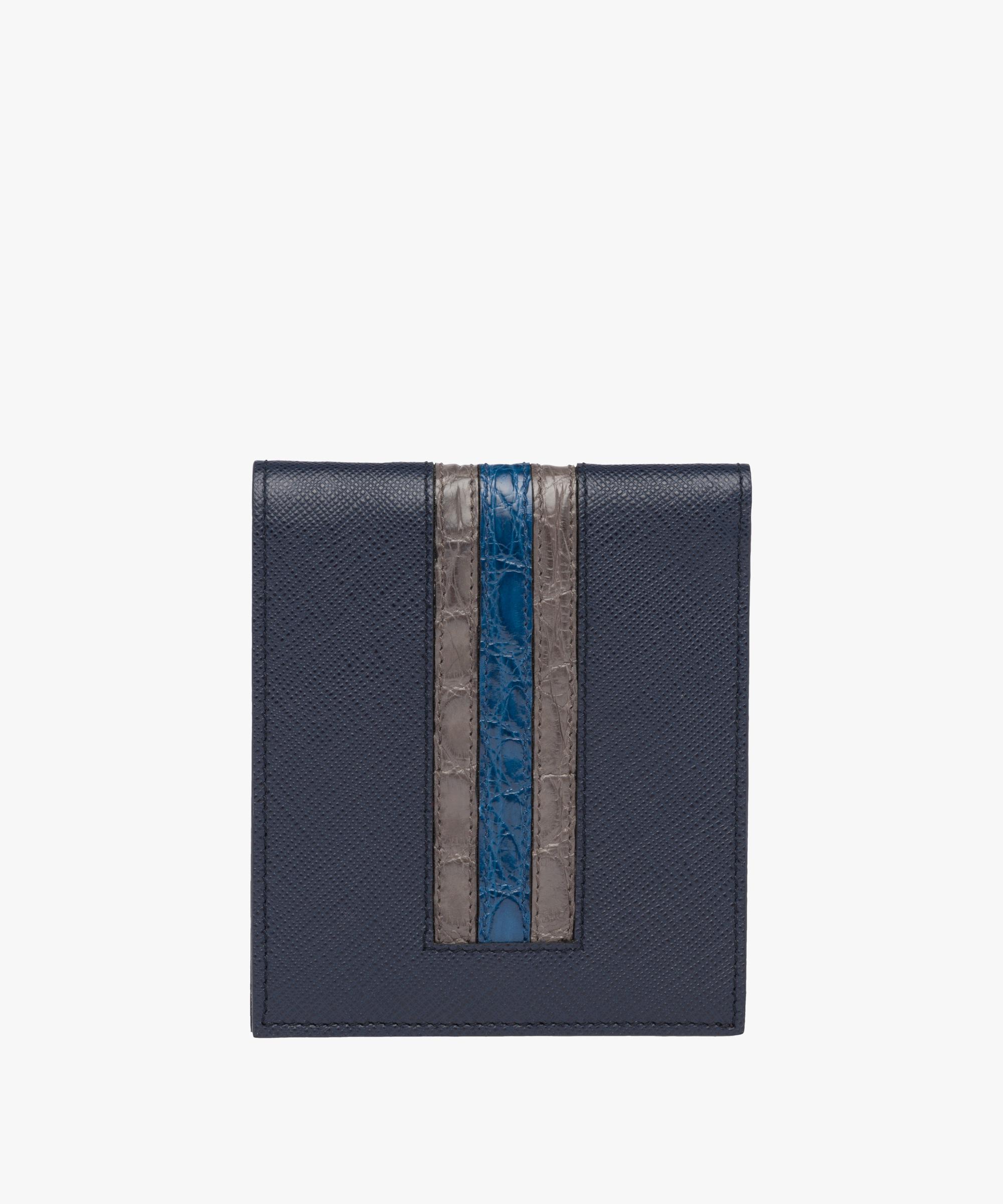 Prada Saffiano And Crocodile Leather Wallet in Blue for Men | Lyst