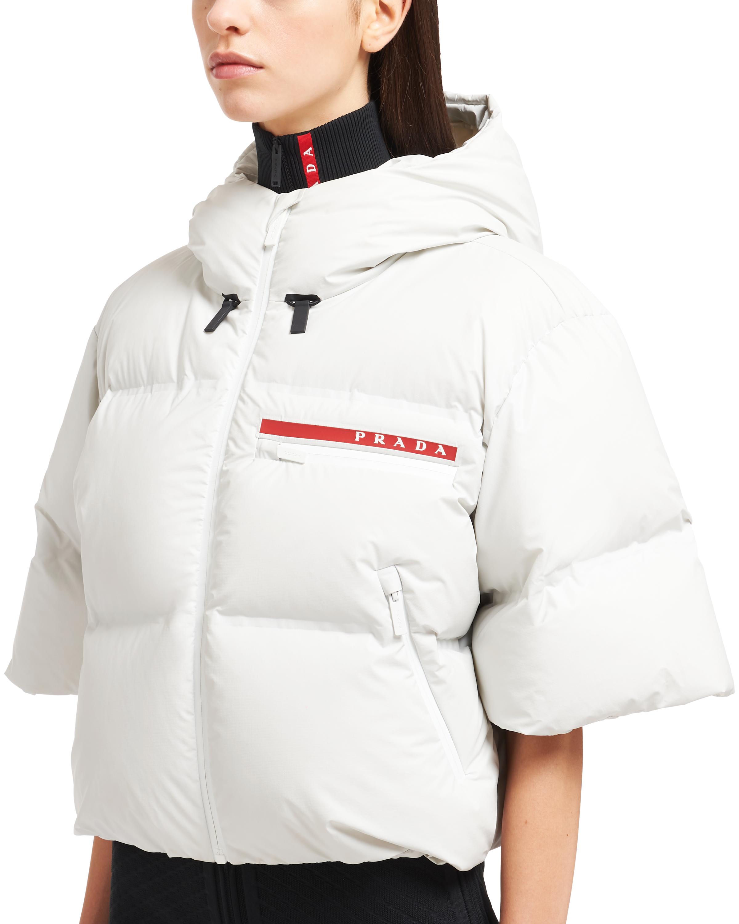 Chalk White Light Nylon Hooded Puffer Jacket Prada | forum.iktva.sa