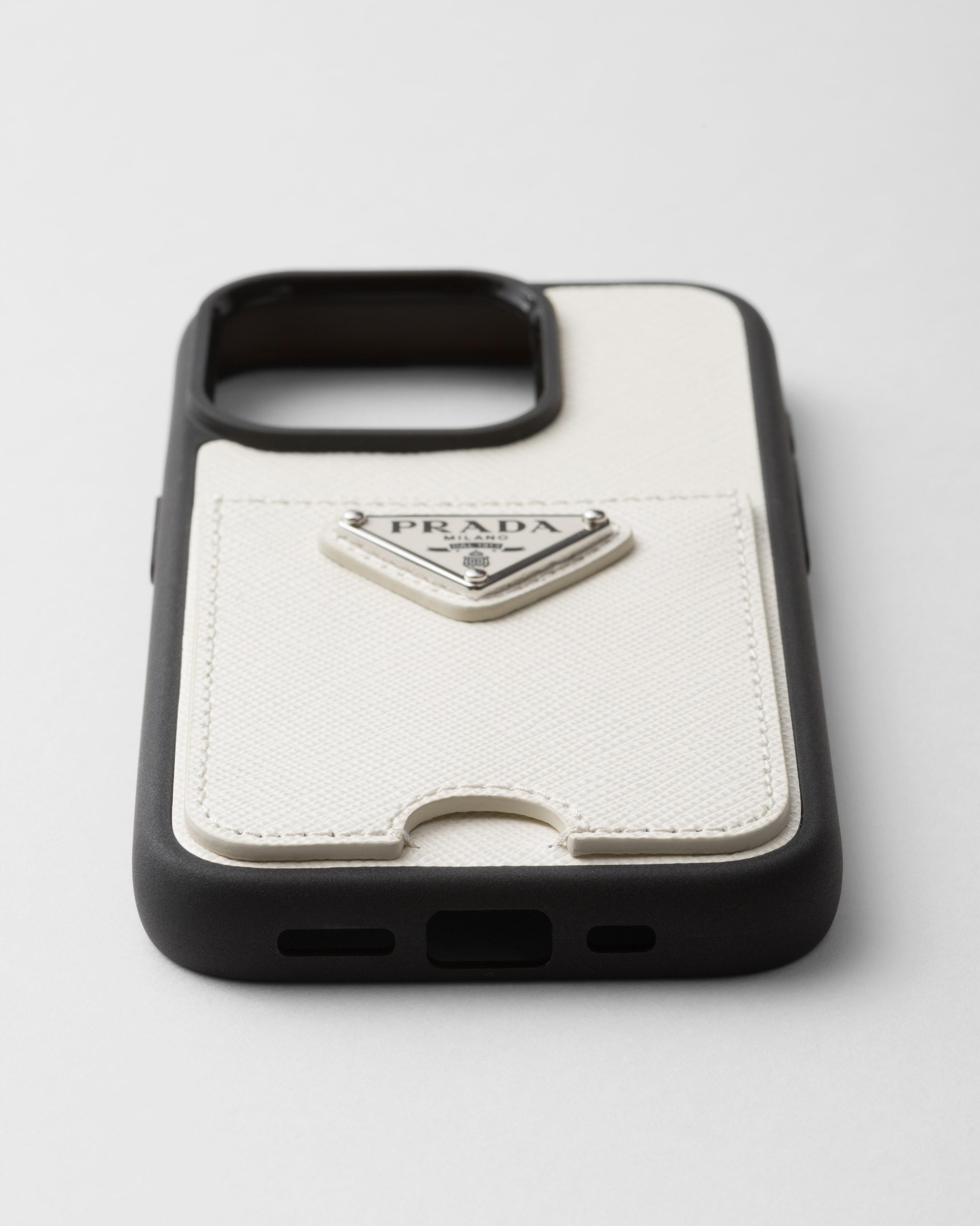 PRADA iPhone15 ケース ホワイトレザー Prada Saffiano Leather Cover For Iphone 15 Pro in White | Lyst UK