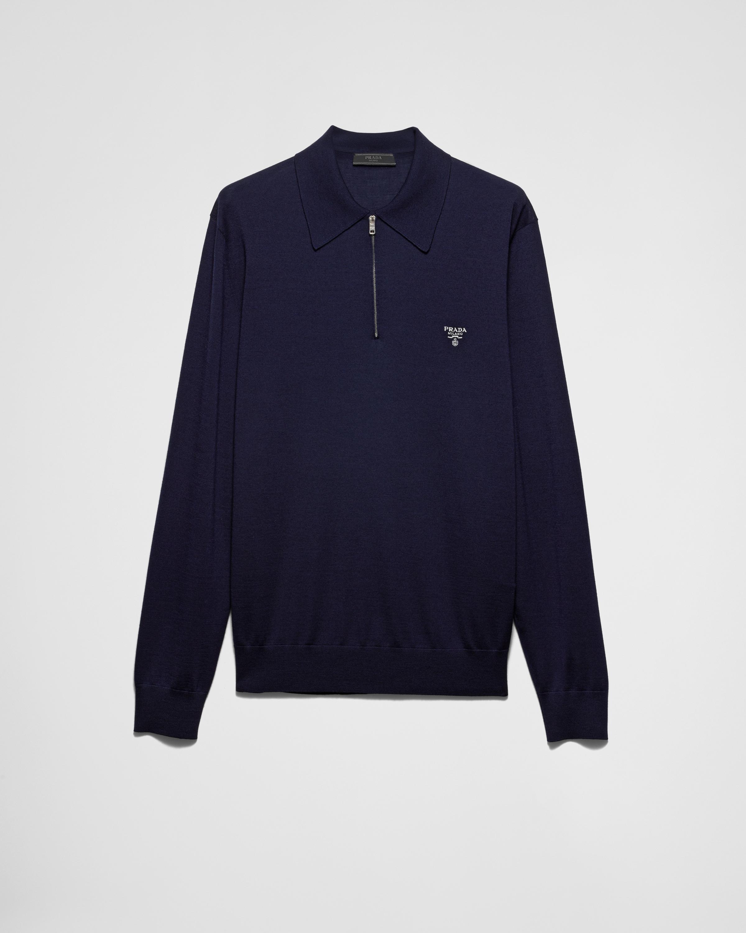 Half Zip Prada Polo Navy PRADA SPORTS Navy Half-Zip Polo Shirt Is