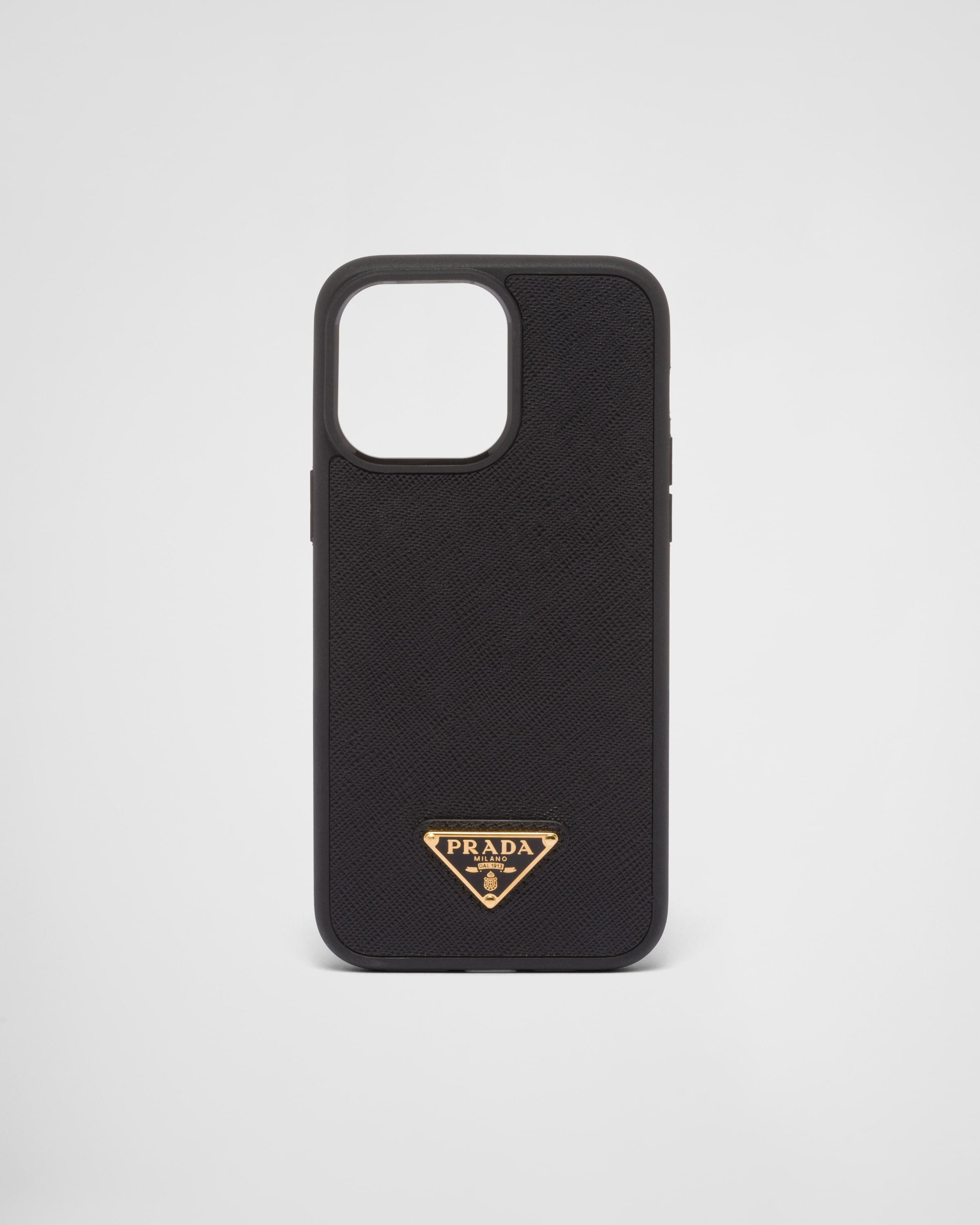 Prada Saffiano Leather Cover For Iphone 14 Pro Max in Black | Lyst