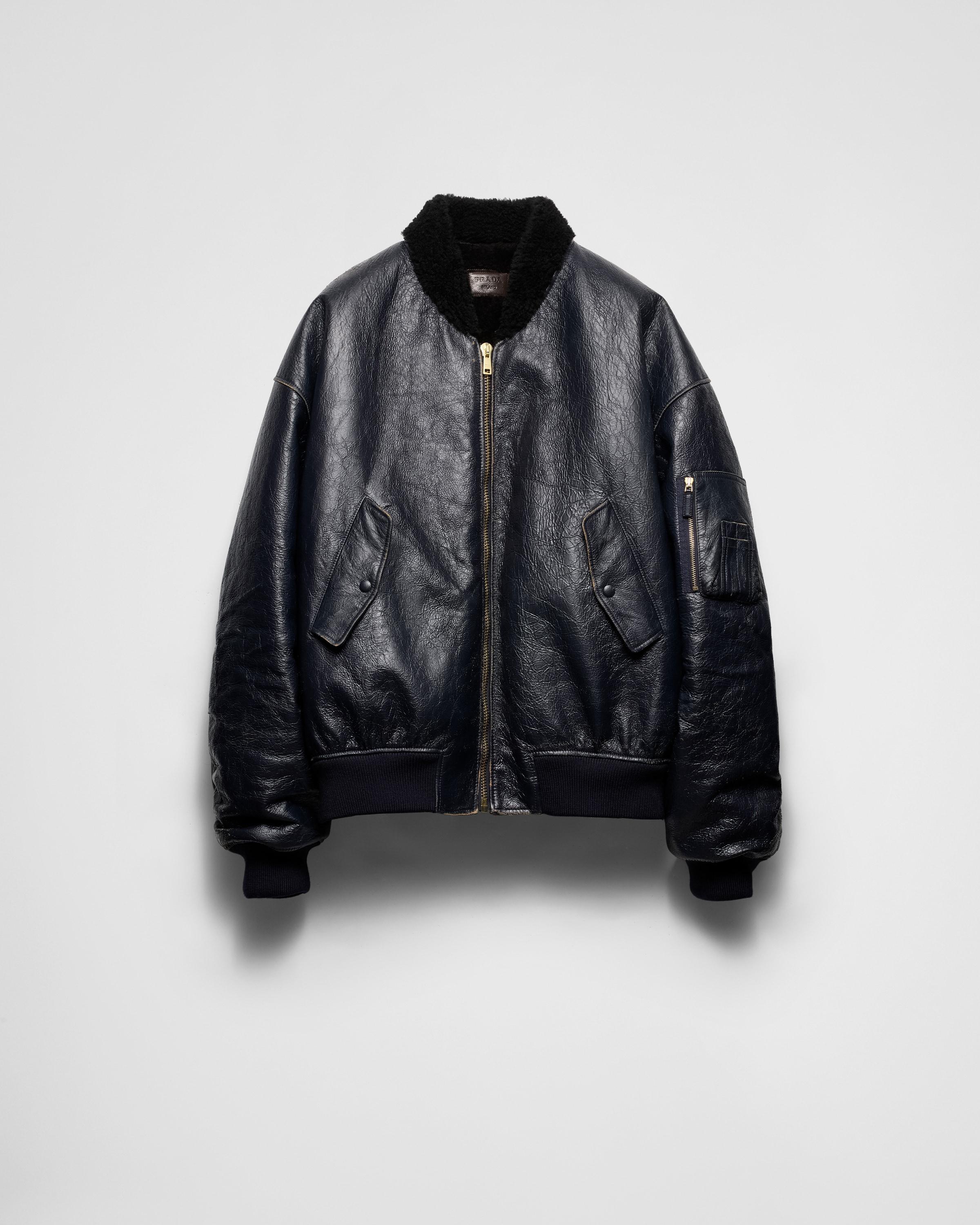Prada Nappa Leather And Shearling Oversized Bomber Jacket in