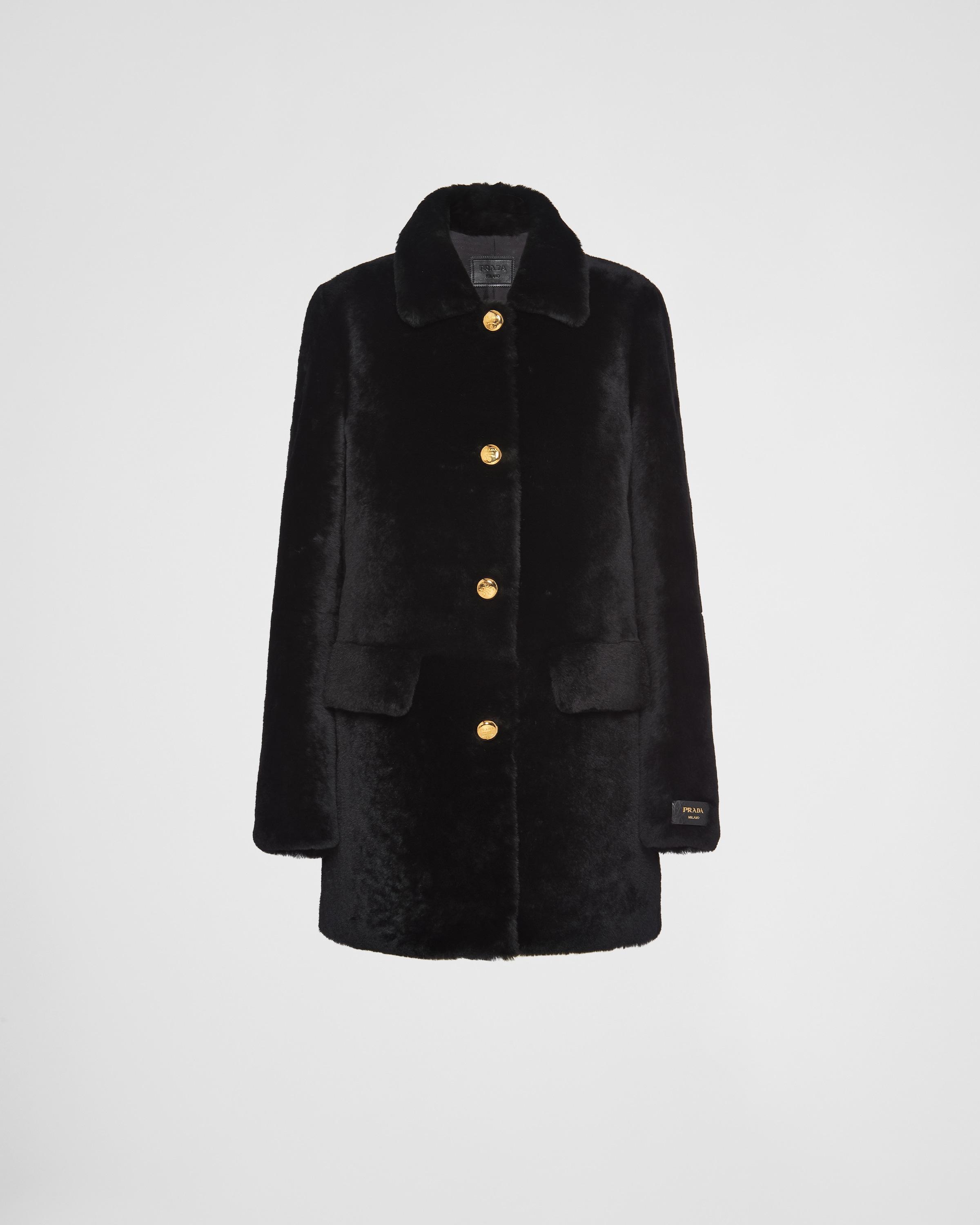 Prada Shearling Fur Coat in Black Lyst UK