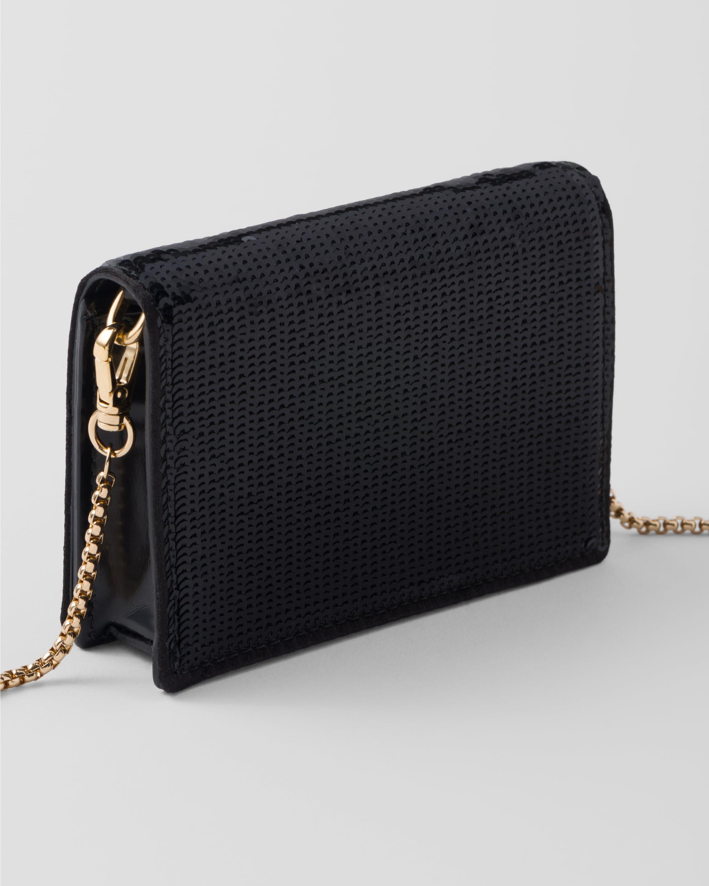 Prada Sequined Card Holder With Shoulder Strap in White | Lyst