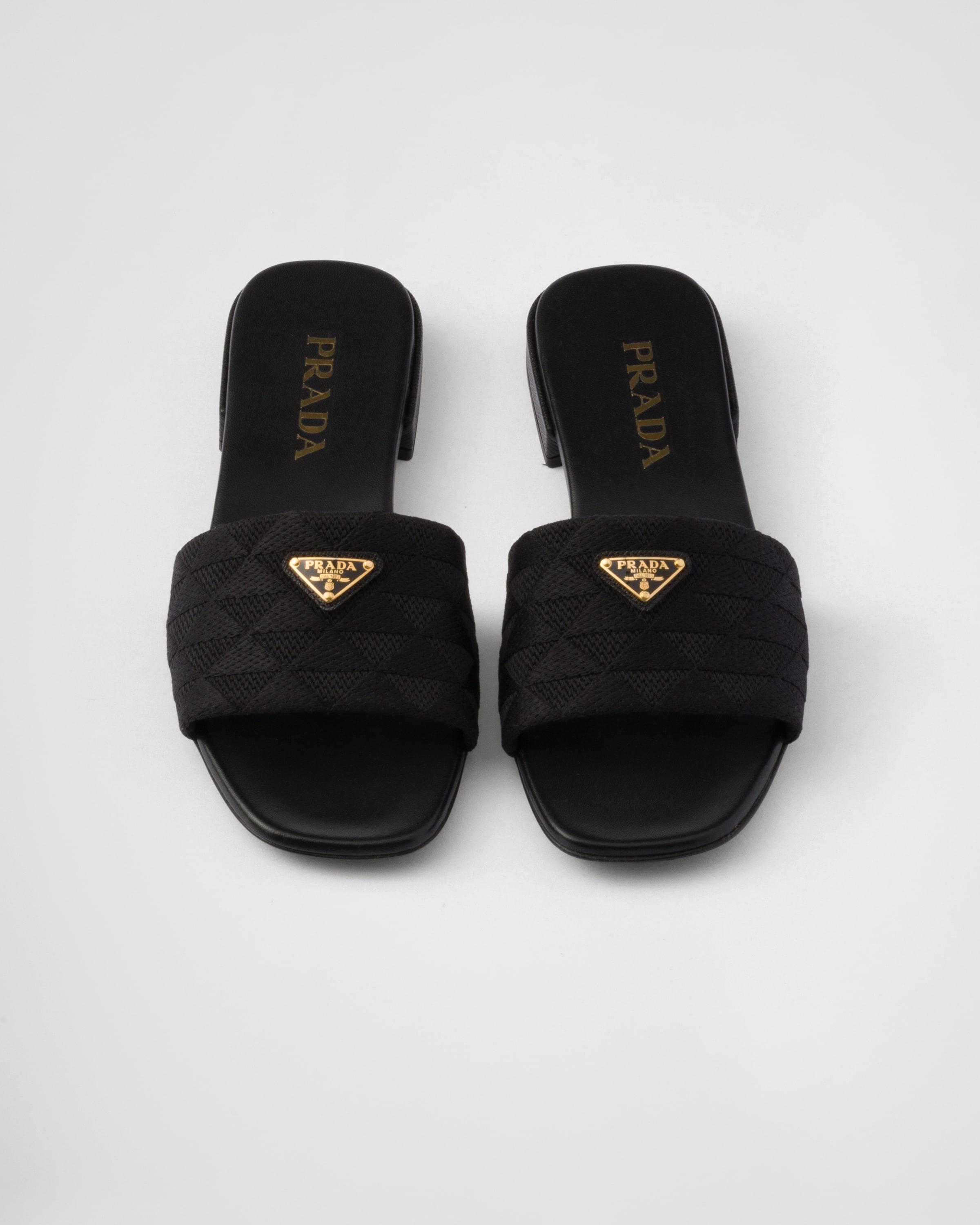 Prada Embroidered Fabric Slides in Black | Lyst UK