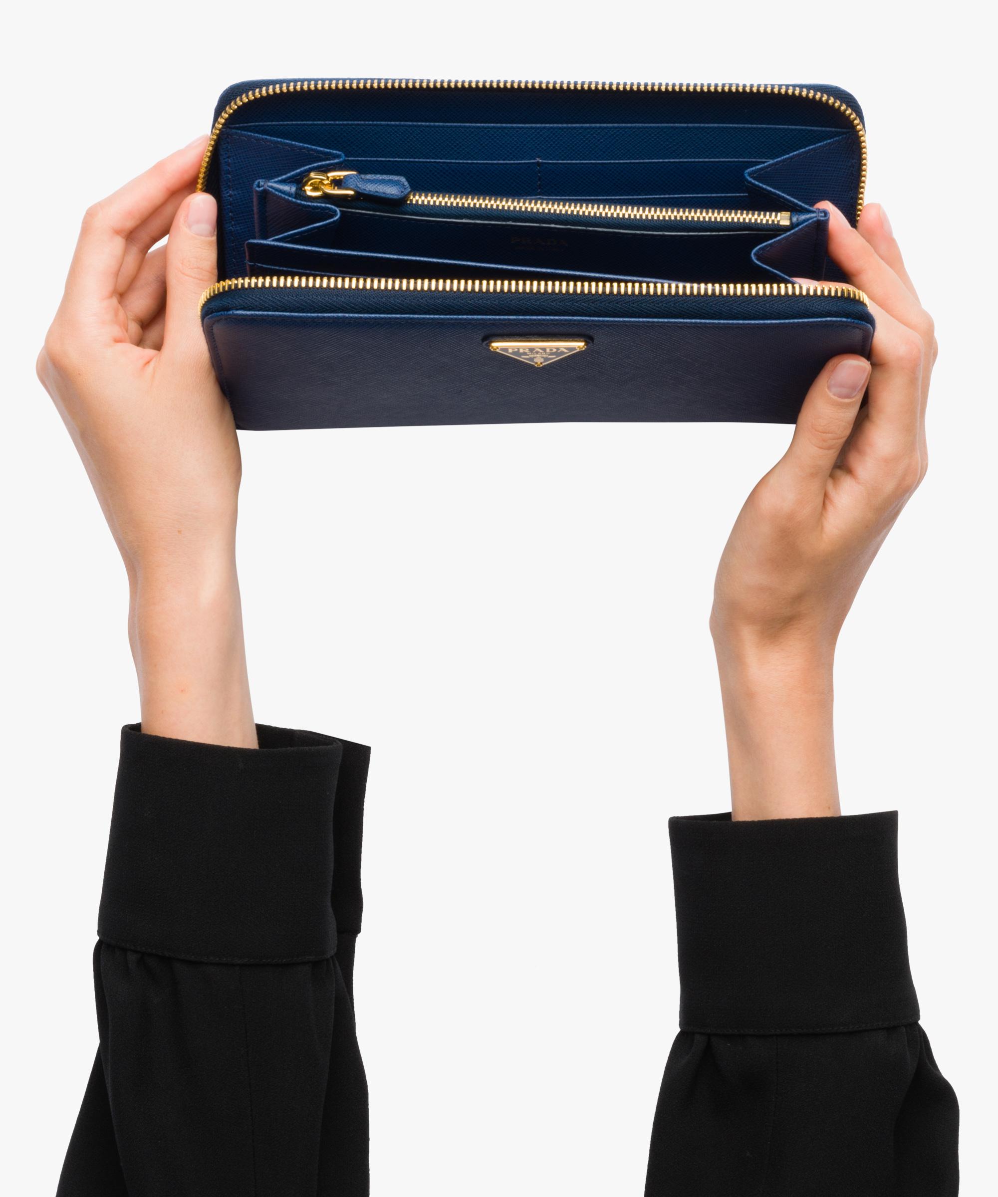 Prada Large Saffiano Leather Wallet in Cornflower Blue (Blue) Lyst