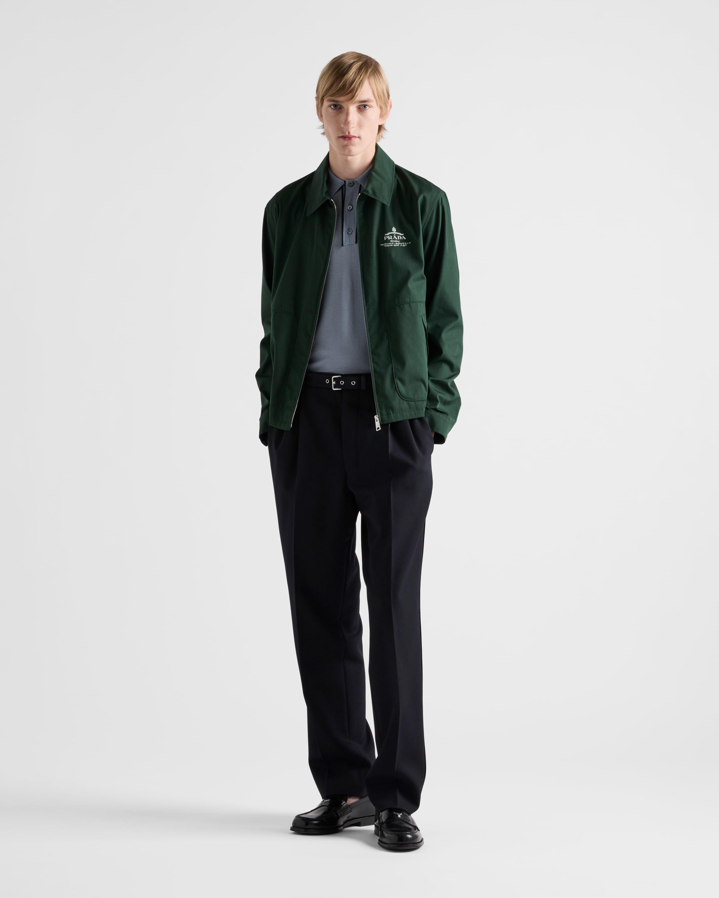 Prada Cotton-blend Logo Jacket in Green for Men | Lyst 