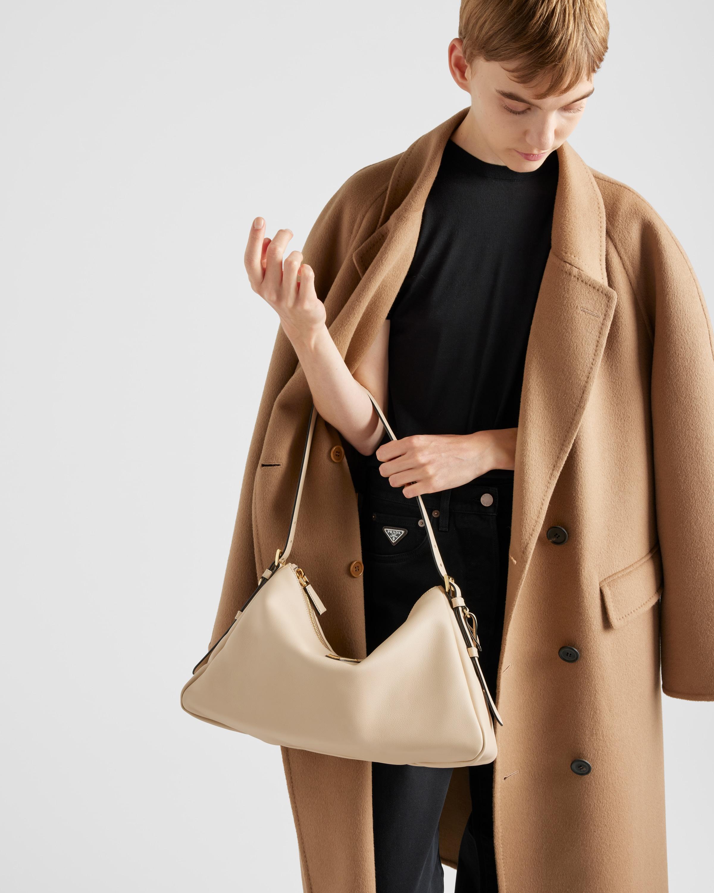 Prada Aimée Large Leather Shoulder Bag in Natural | Lyst