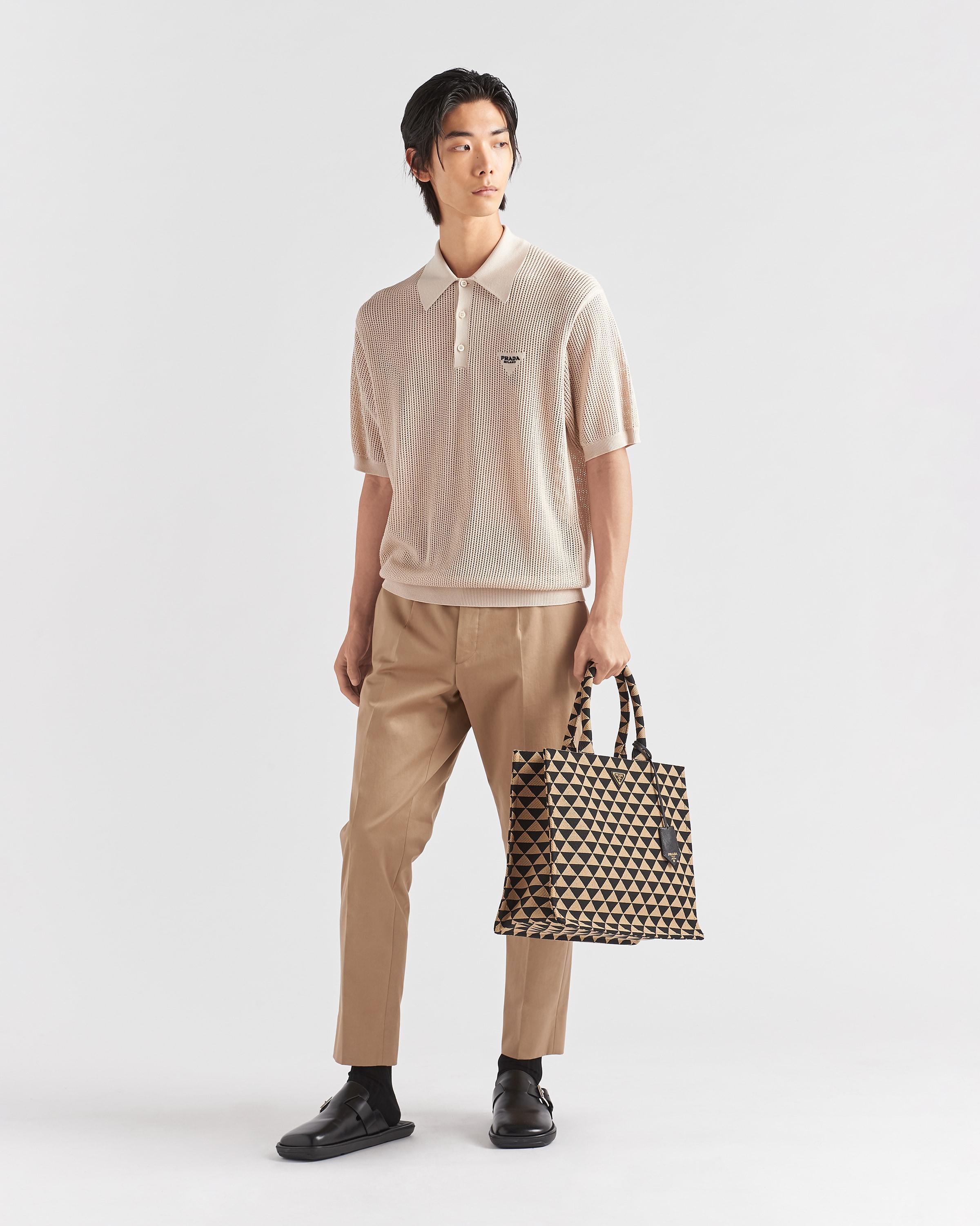 Prada Cotton-silk Polo Shirt in White for Men | Lyst