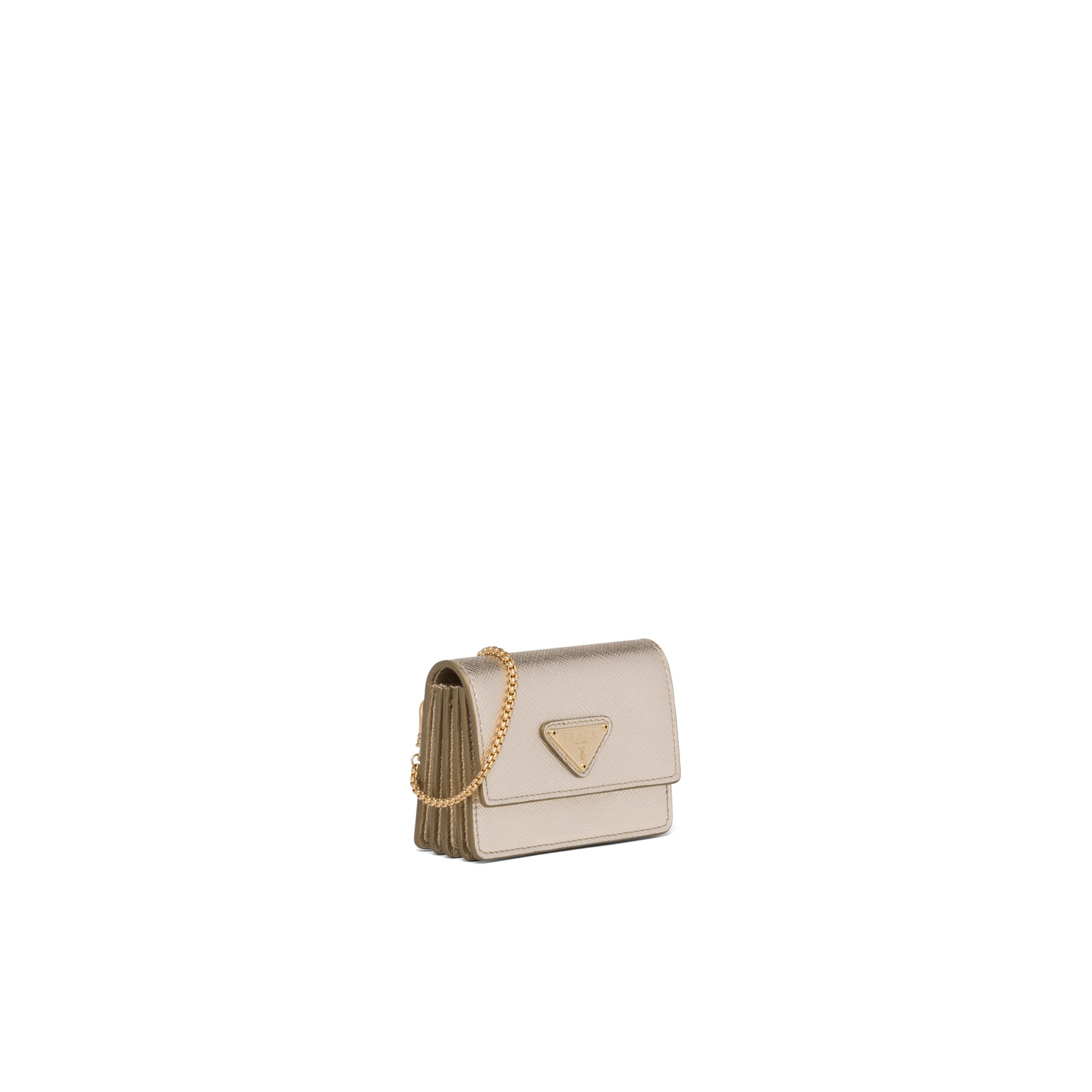 PRADA Saffiano leather card holder with shoulder strap 1MR017 QWA F0002  #short 
