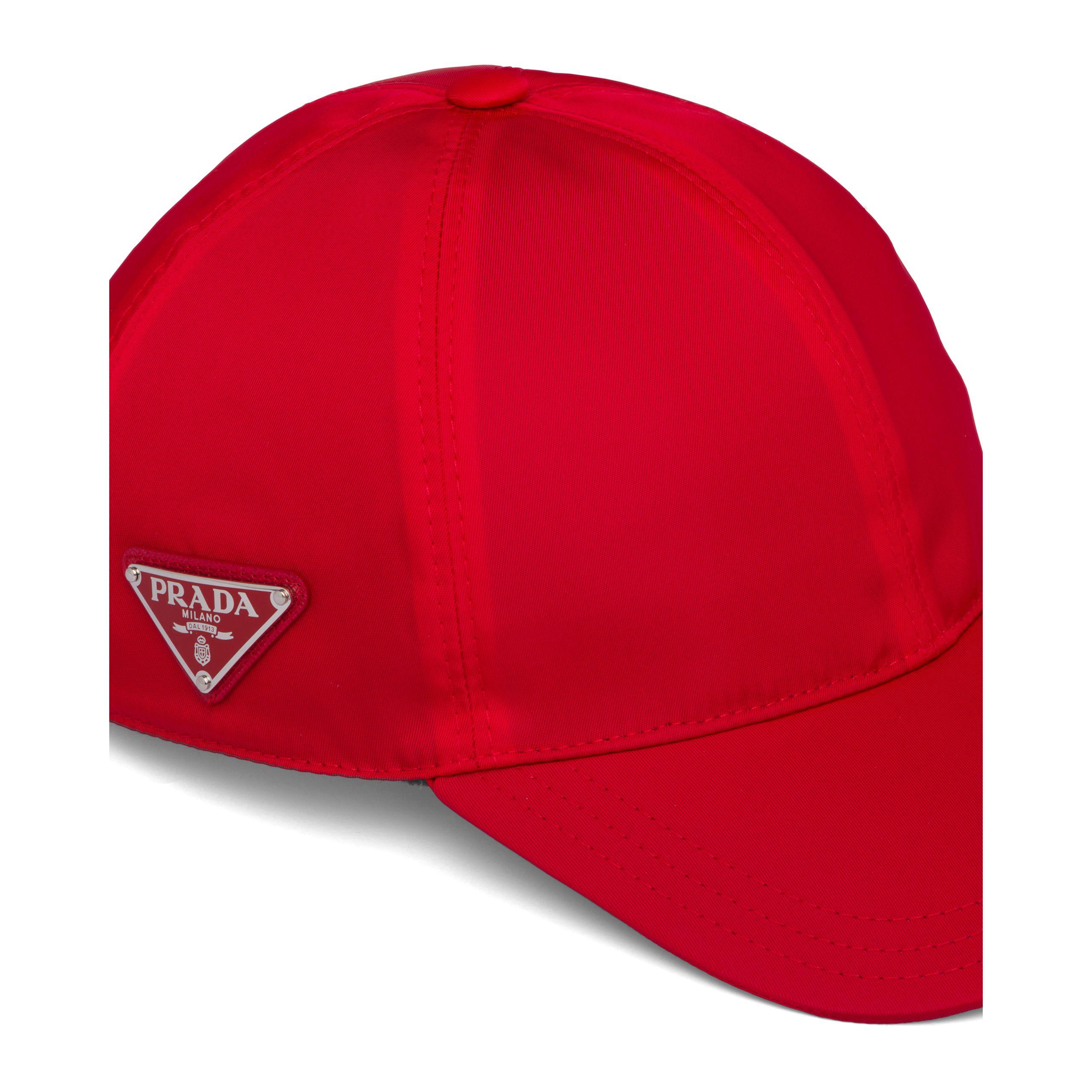 Prada Synthetic Nylon Baseball Cap in Red for Men | Lyst