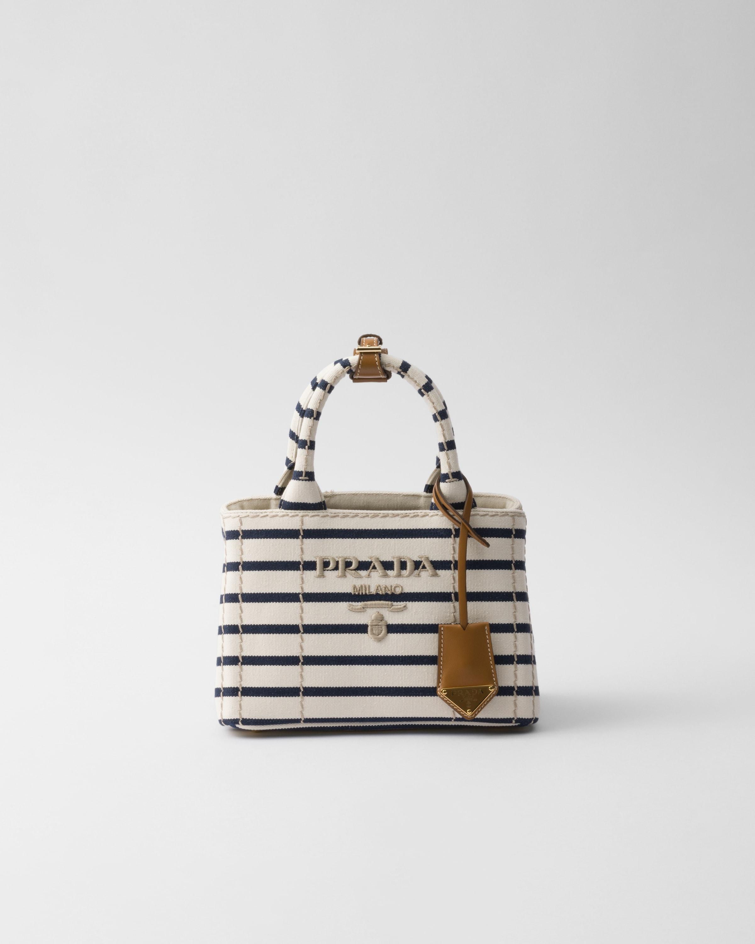 Prada Jardinière Striped Cotton Canvas Mini-Bag in White | Lyst
