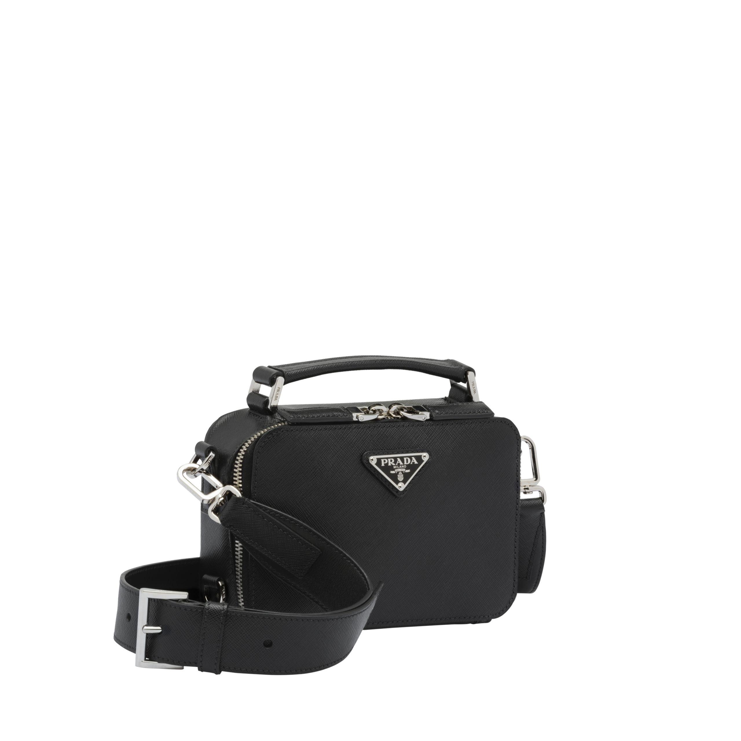 Prada Brique Saffiano Leather Cross-body Bag in Black for Men | Lyst