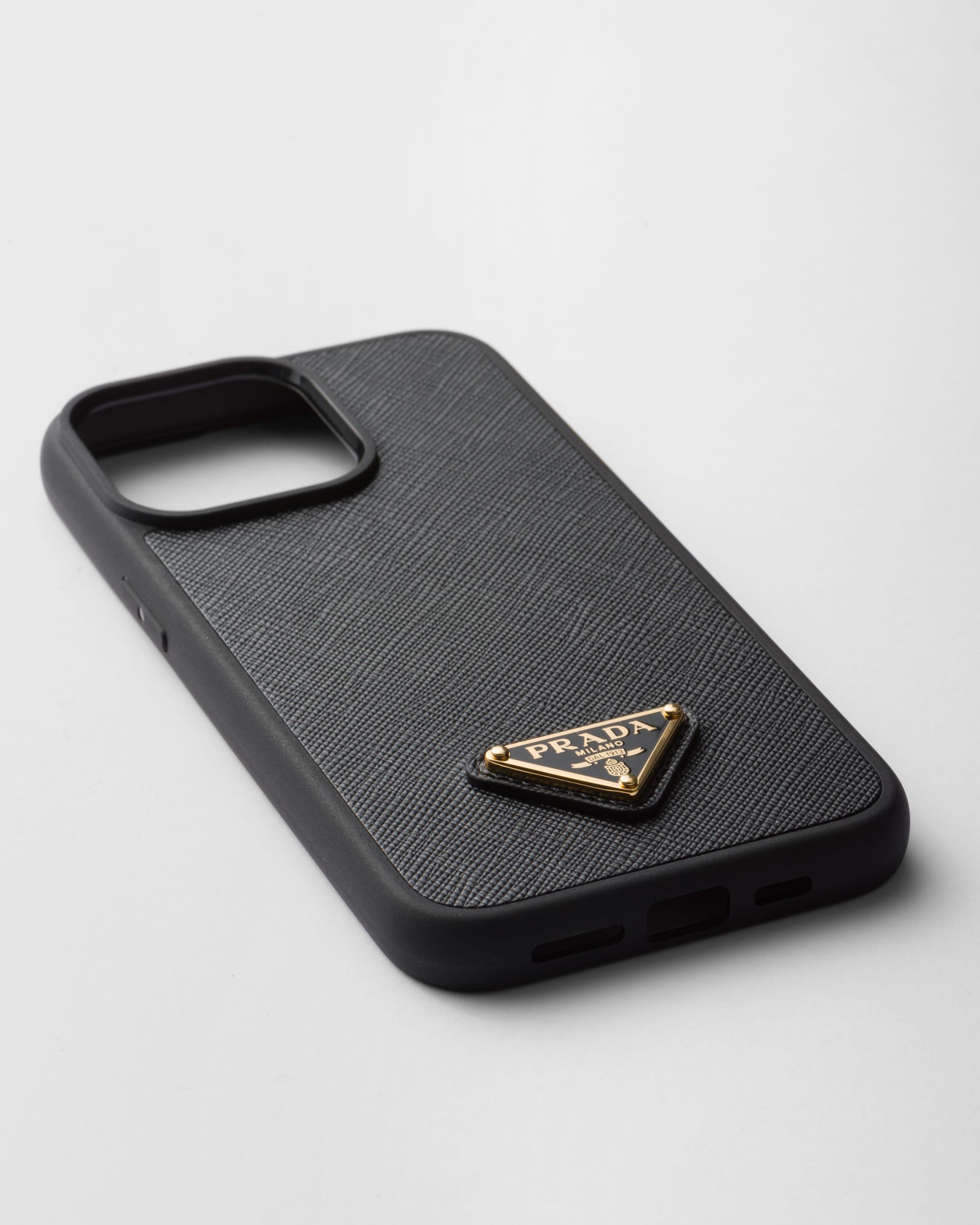 Prada Saffiano Leather Cover For Iphone 15 Pro Max in Black Lyst