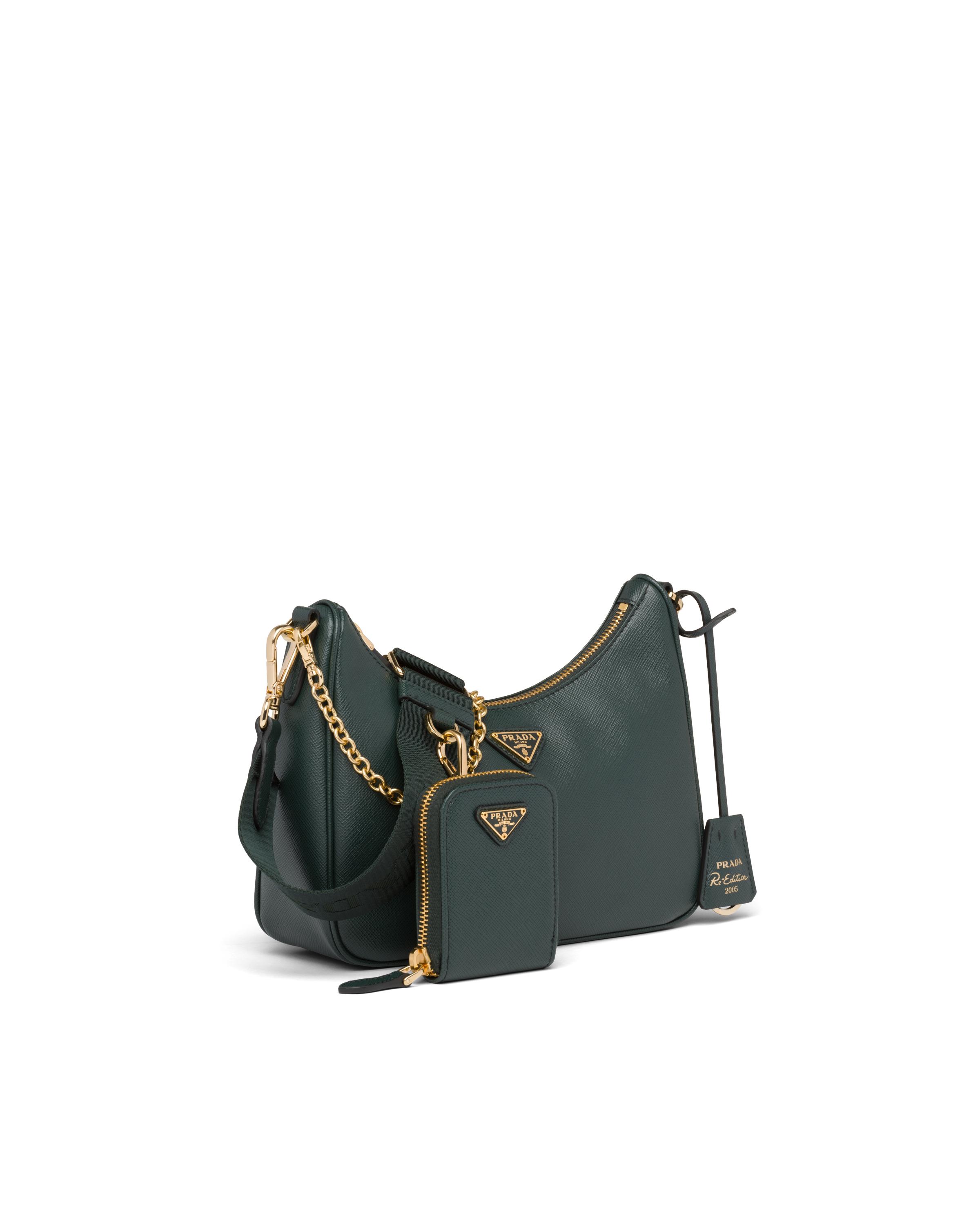 PRADA Re-Edition 2005 Saffiano Leather Shoulder Bag Emerald Green