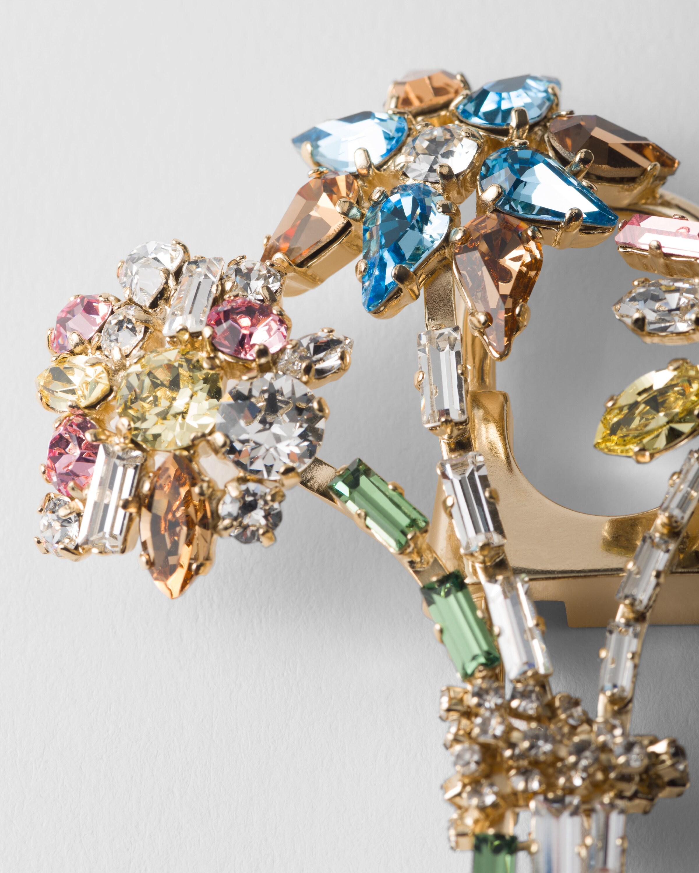 Prada Metal Brooch With Crystals in White | Lyst