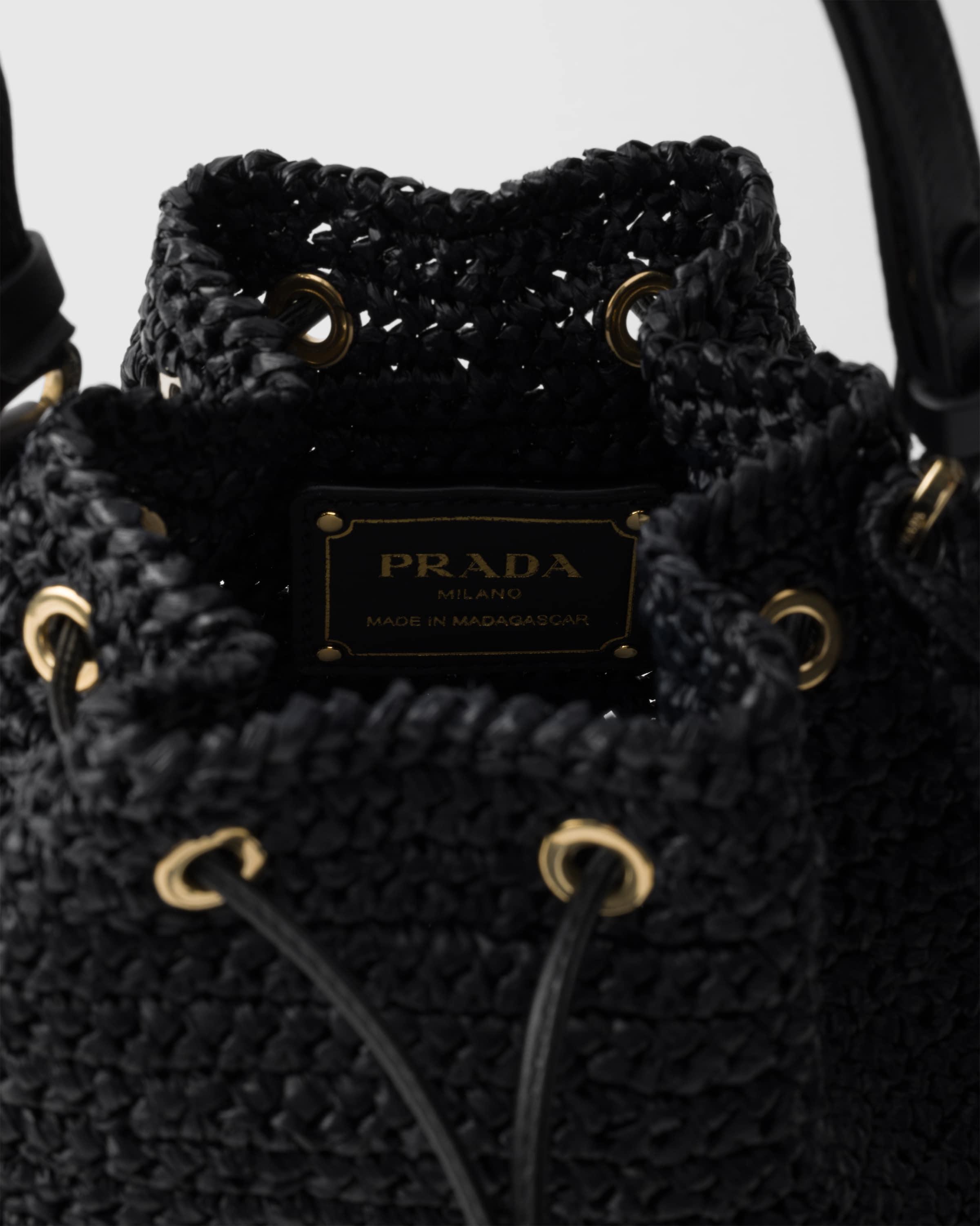 Prada Crochet And Leather Mini-Bucket Bag in White | Lyst