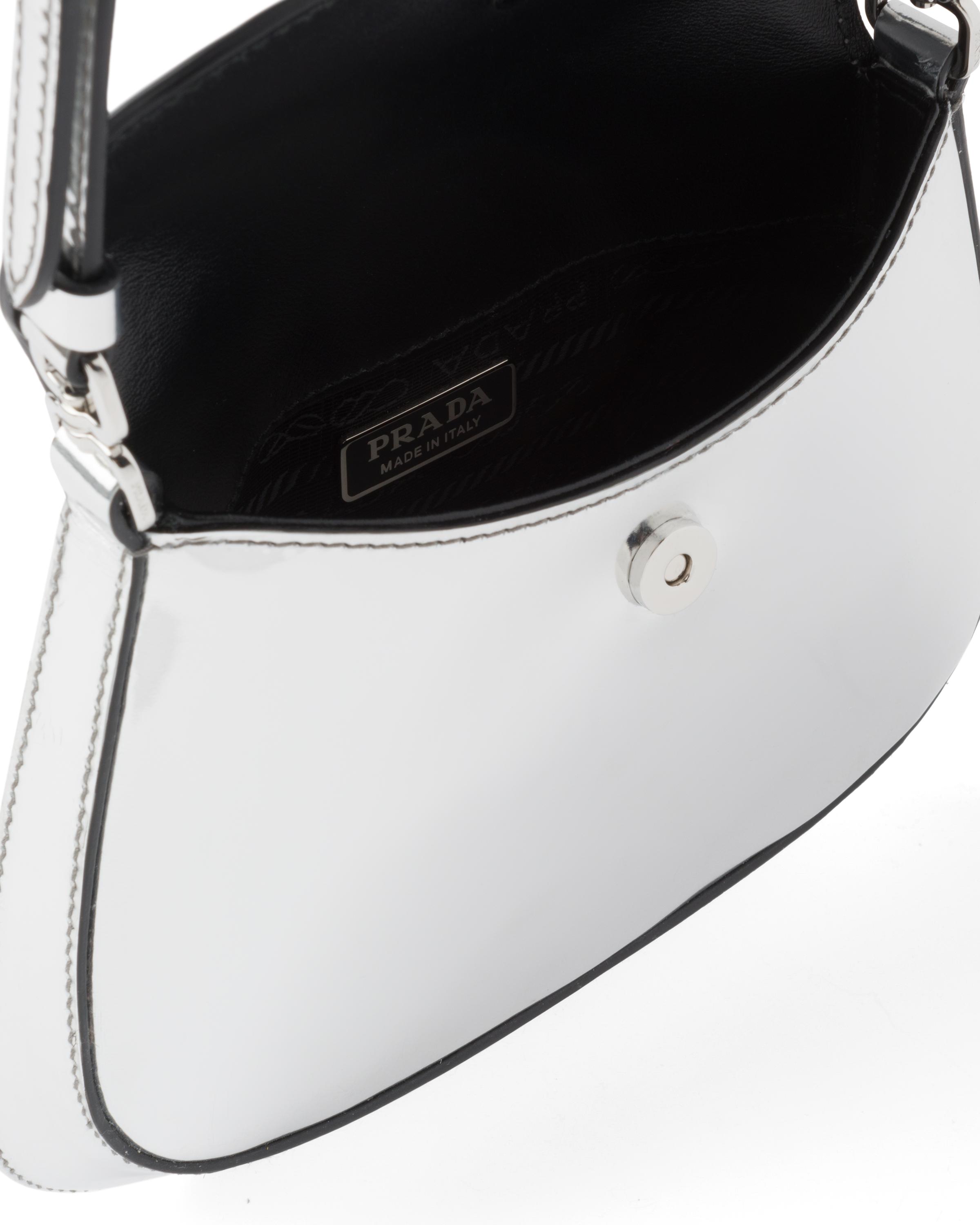 Silver Prada Cleo Brushed Leather Mini Bag, PRADA