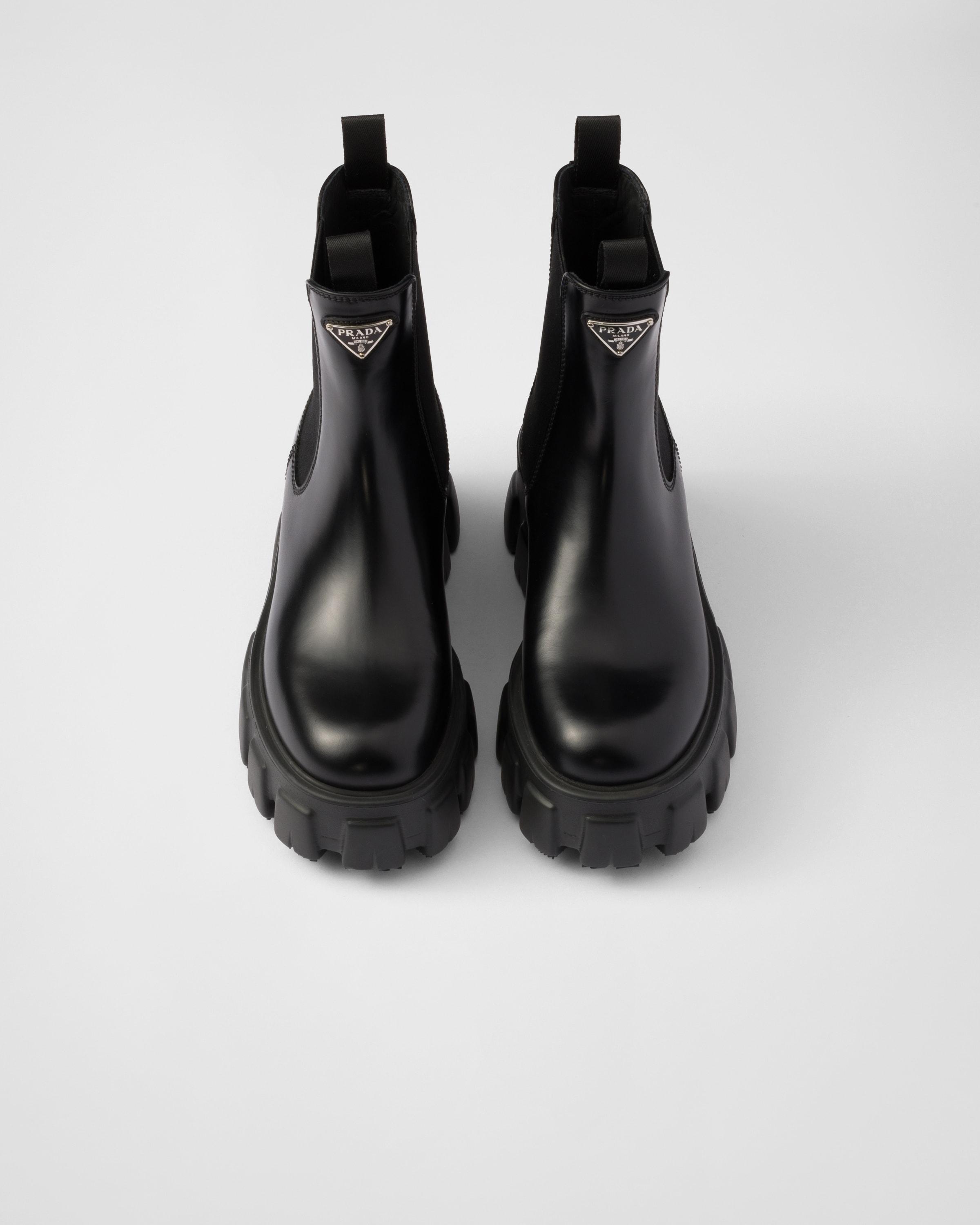 Prada Monolith Brushed Leather Chelsea Boots in Black Lyst