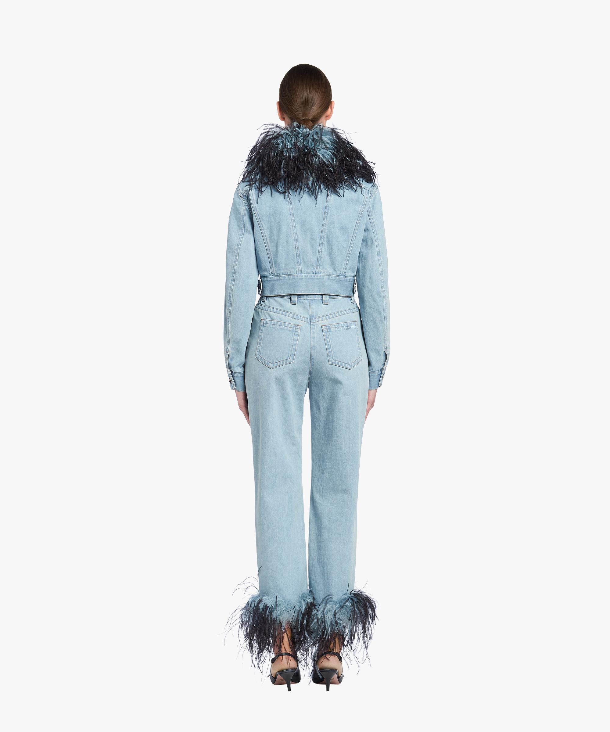 prada feather jeans
