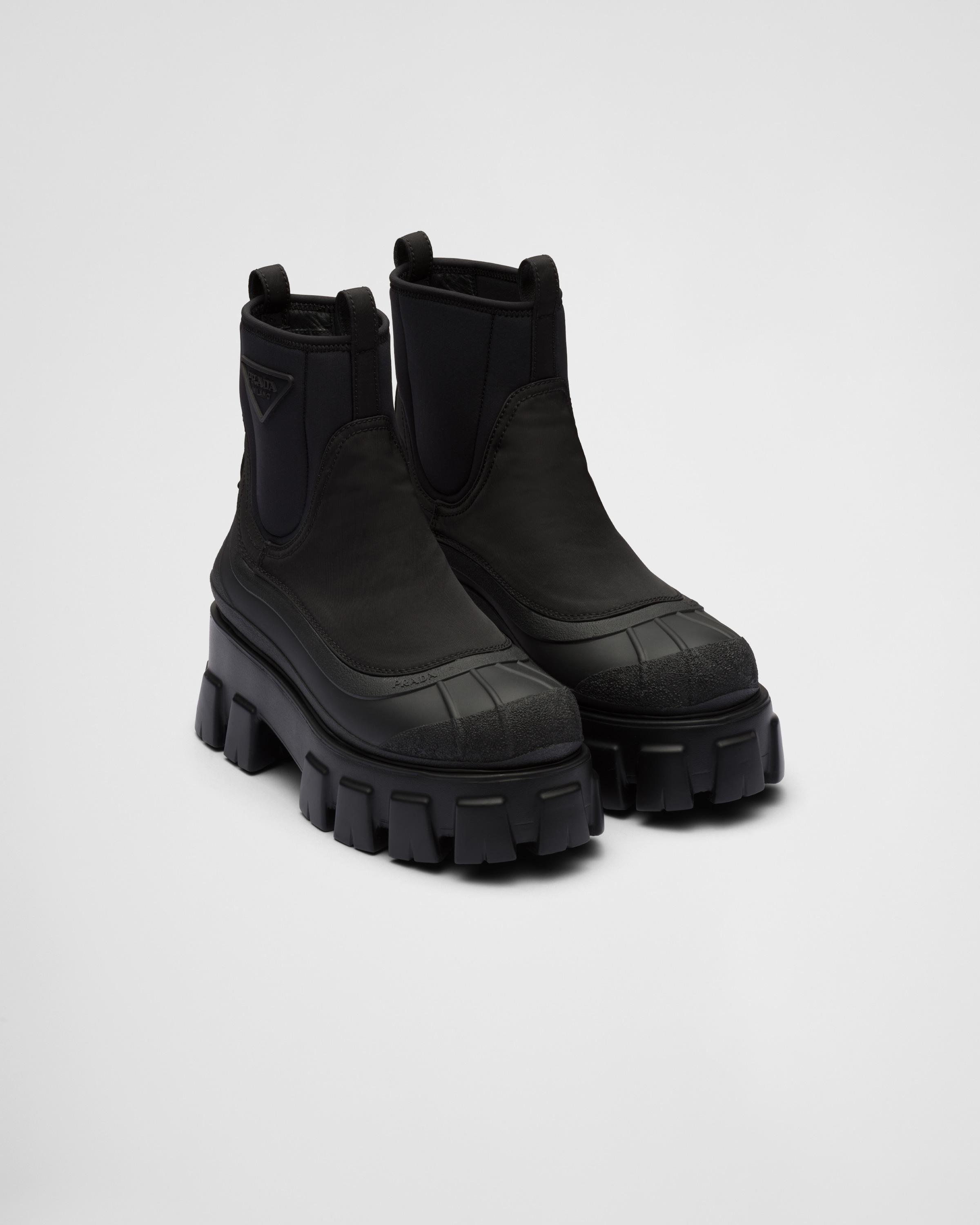 Prada Monolith Nylon Gabardine Boots in Black | Lyst