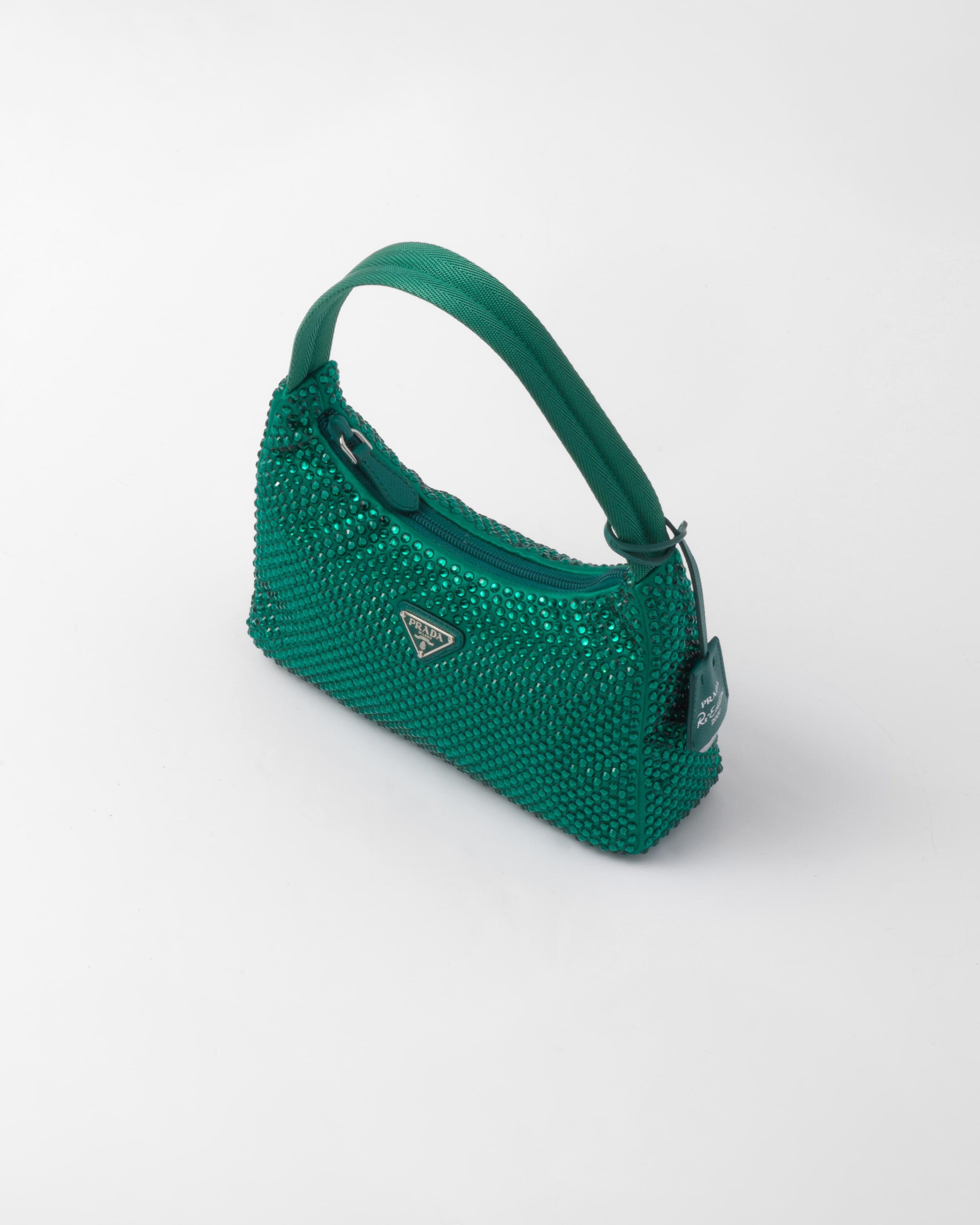 Prada Satin Mini-bag With Crystals in Green | Lyst