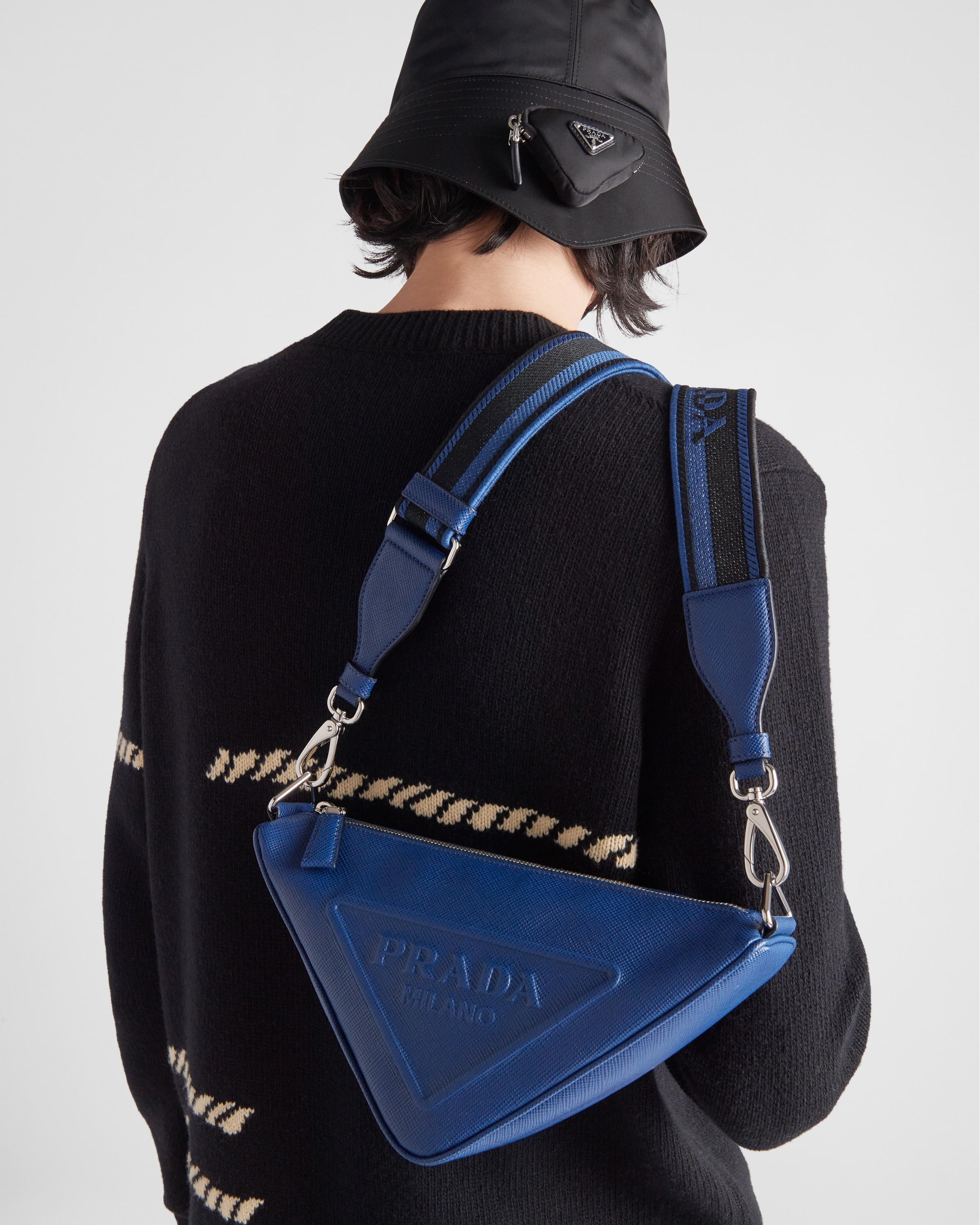 Prada Saffiano Triangle Bag in Blue for Men | Lyst