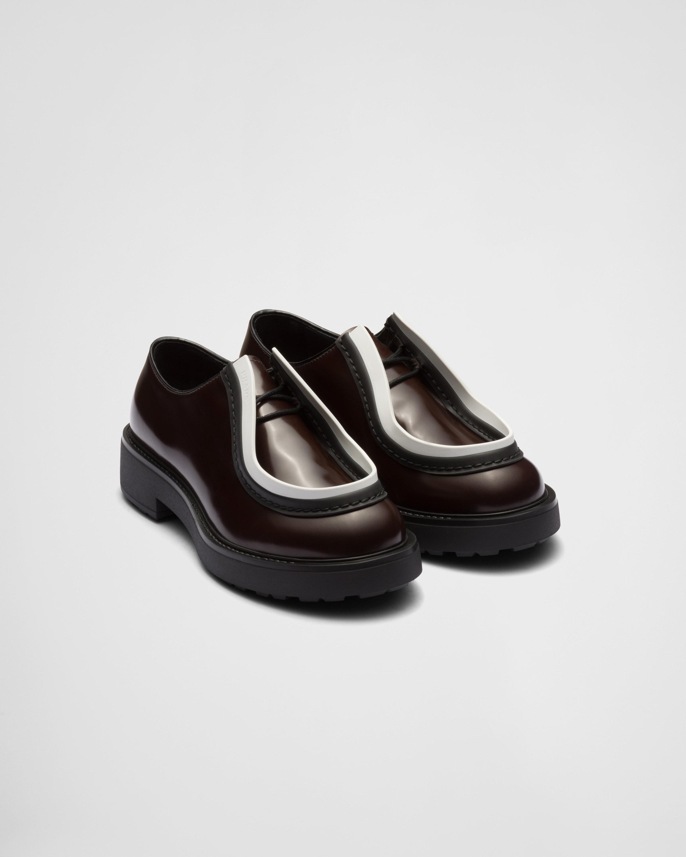 Prada Diapason Opaque Brushed Leather Lace-up Shoes in Black