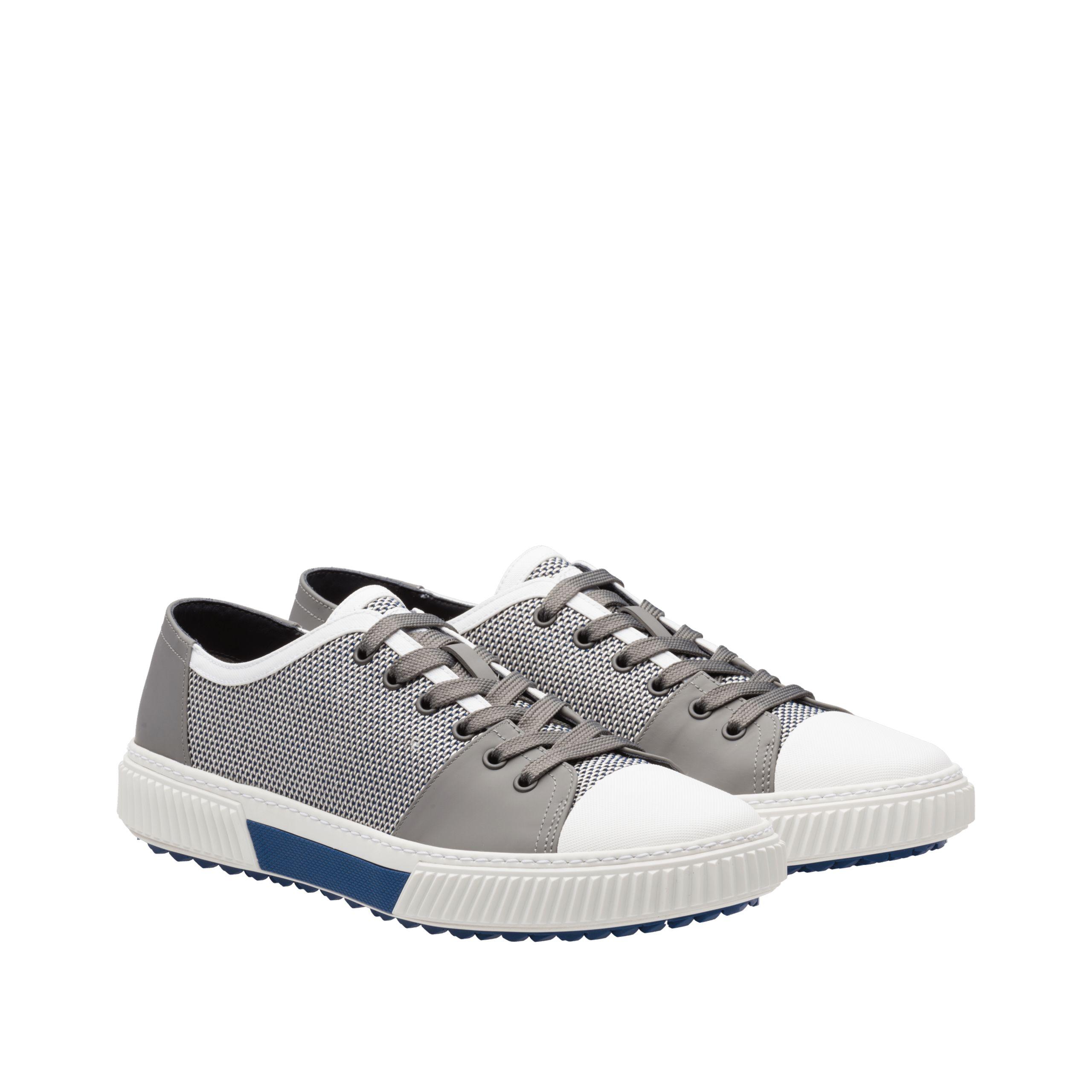 Prada Technical Mesh And Leather Sneakers for Men - Lyst