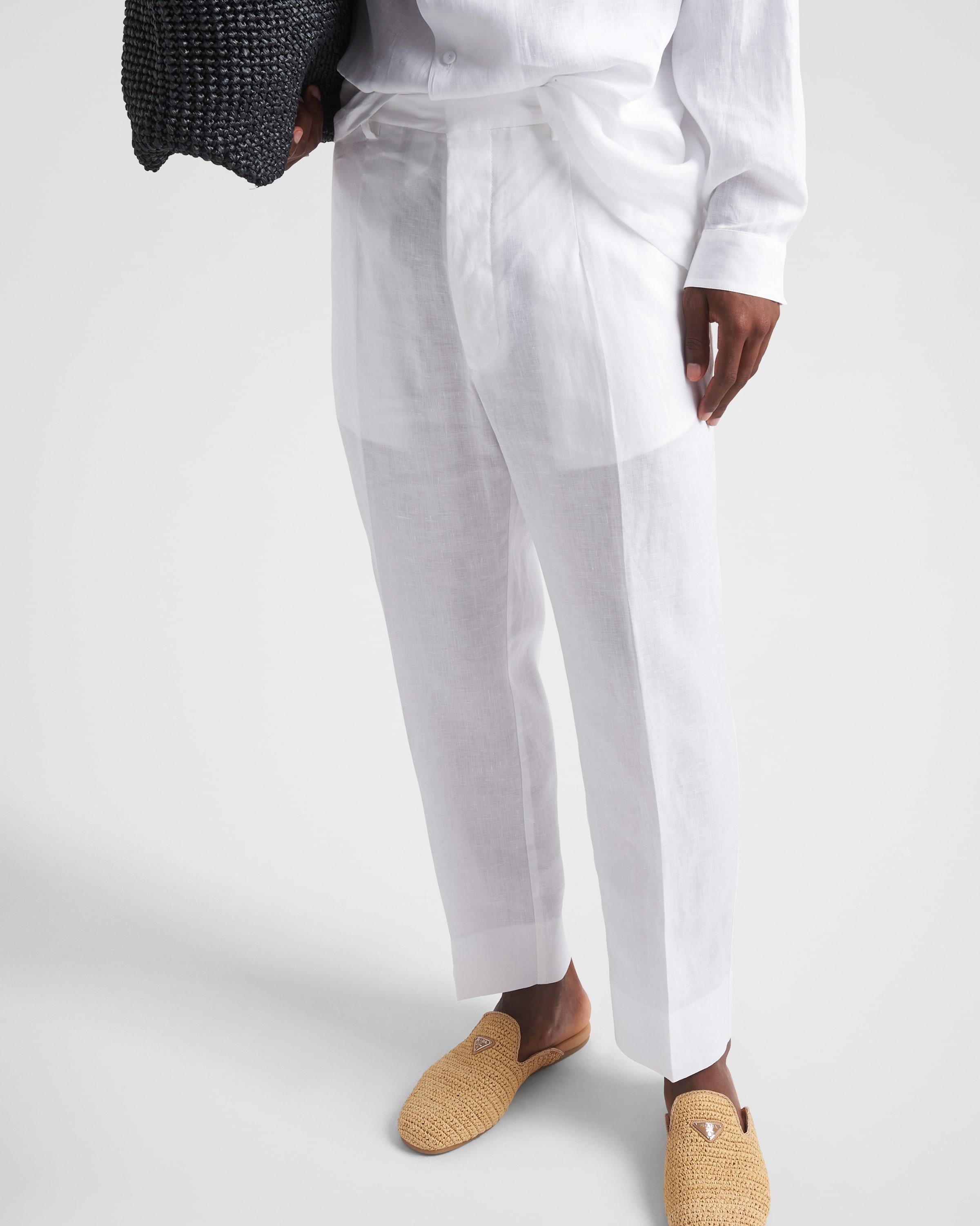 Prada Linen Pants in White for Men Lyst UK