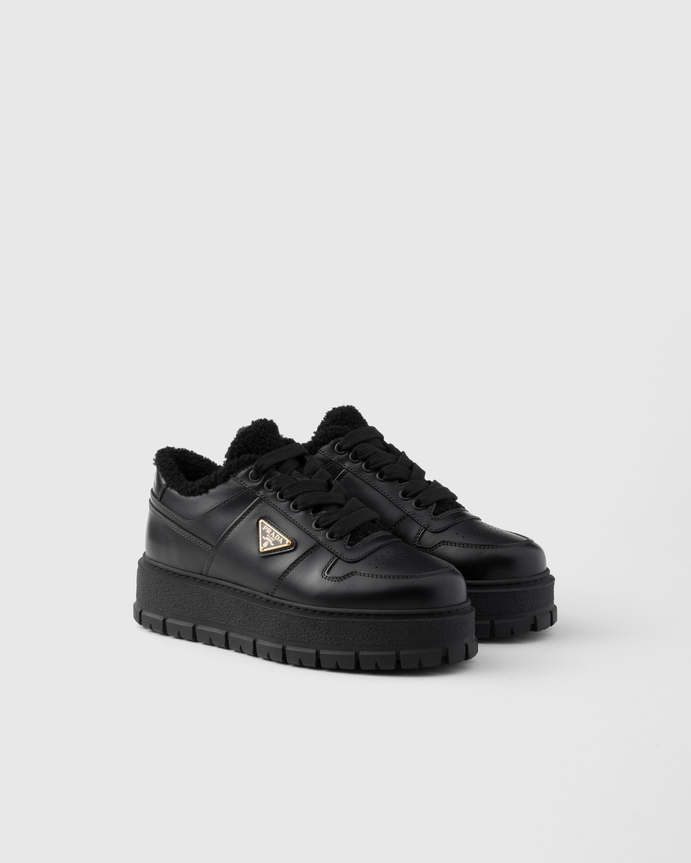 Prada black slip on sneakers discount