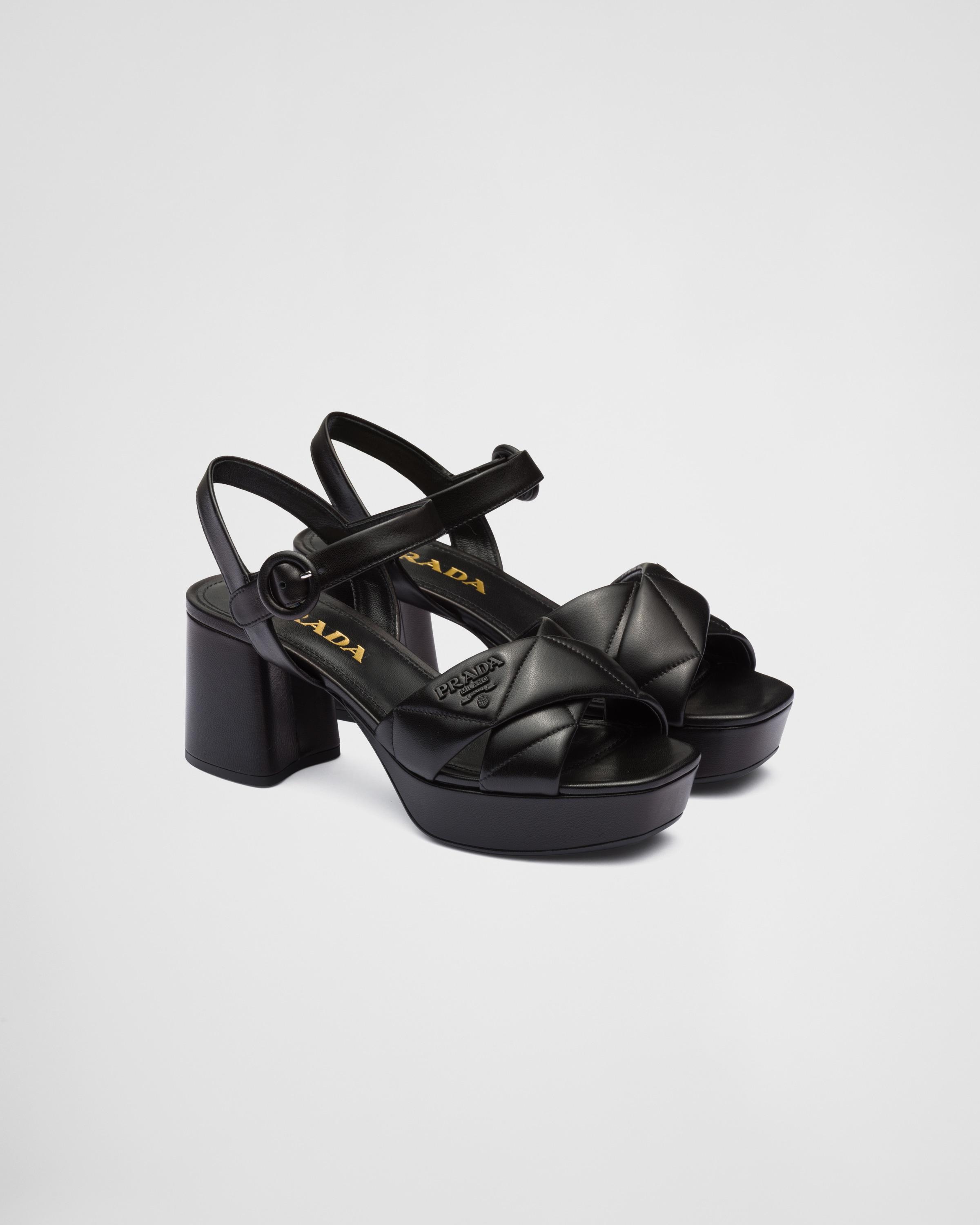 Prada Quilted Nappa Leather Platform Sandals in Black | Lyst