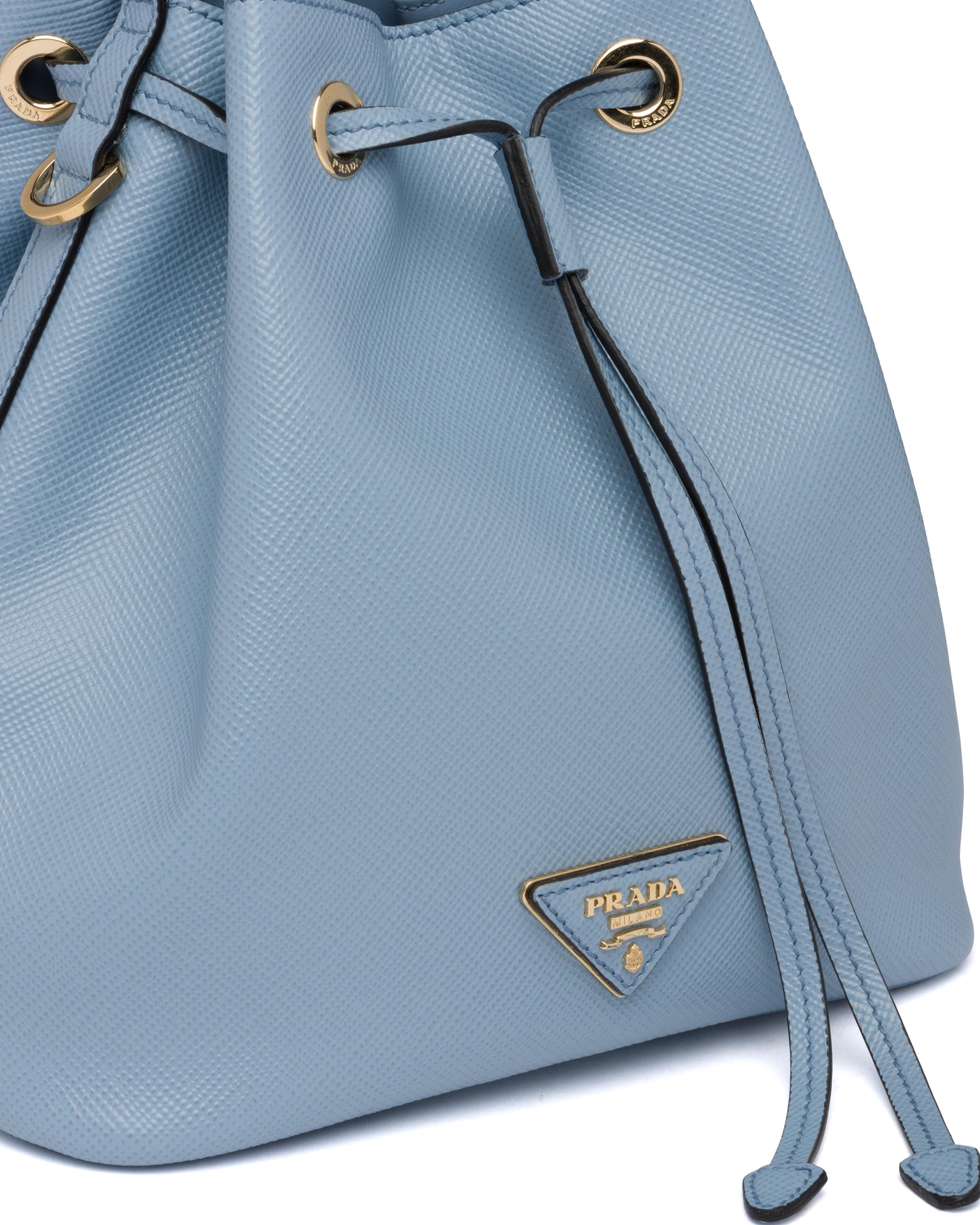 Prada Saffiano Leather Bucket Bag in Blue - Save 8% | Lyst