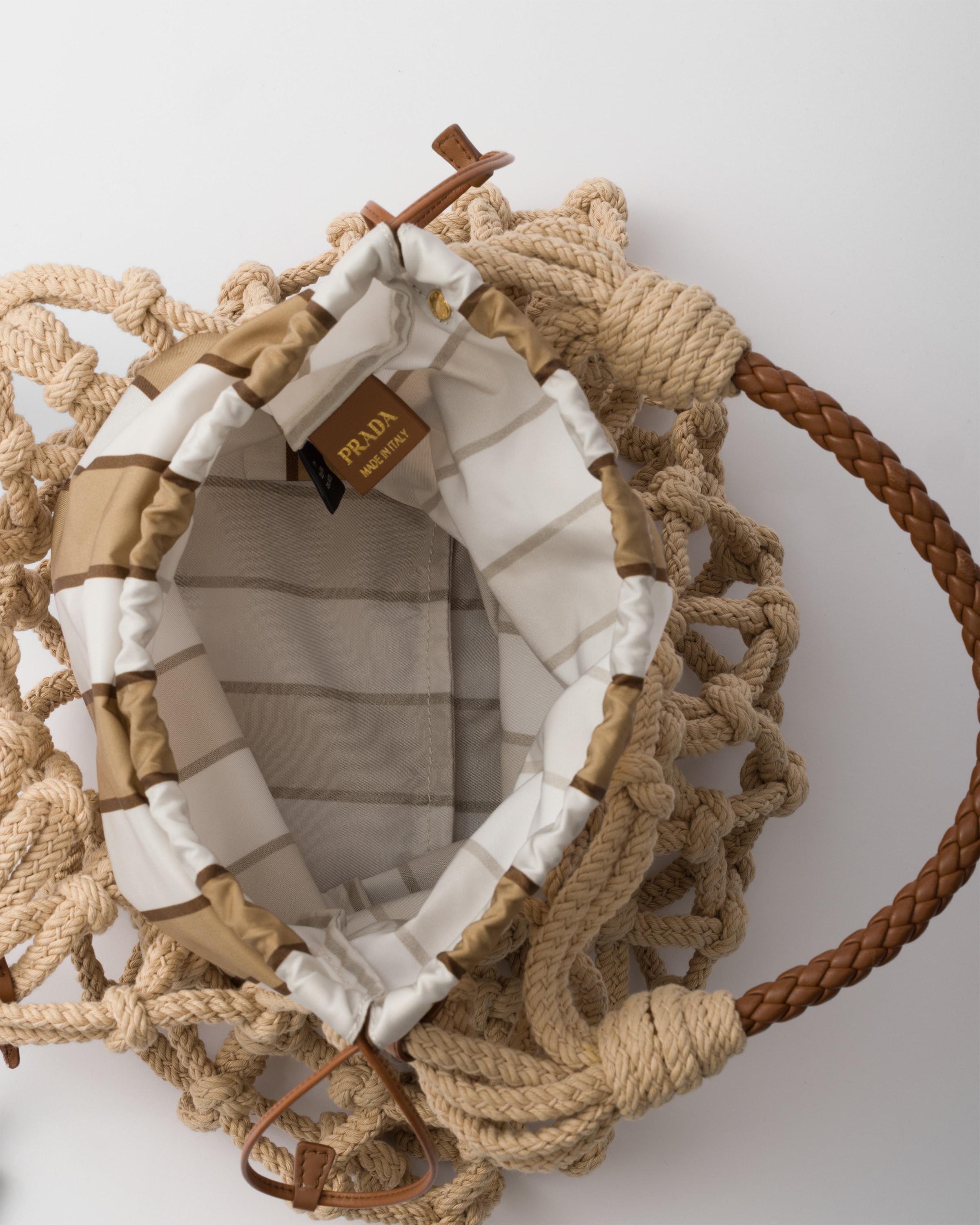 Prada Noué Medium Cotton Macramé Bag in White | Lyst