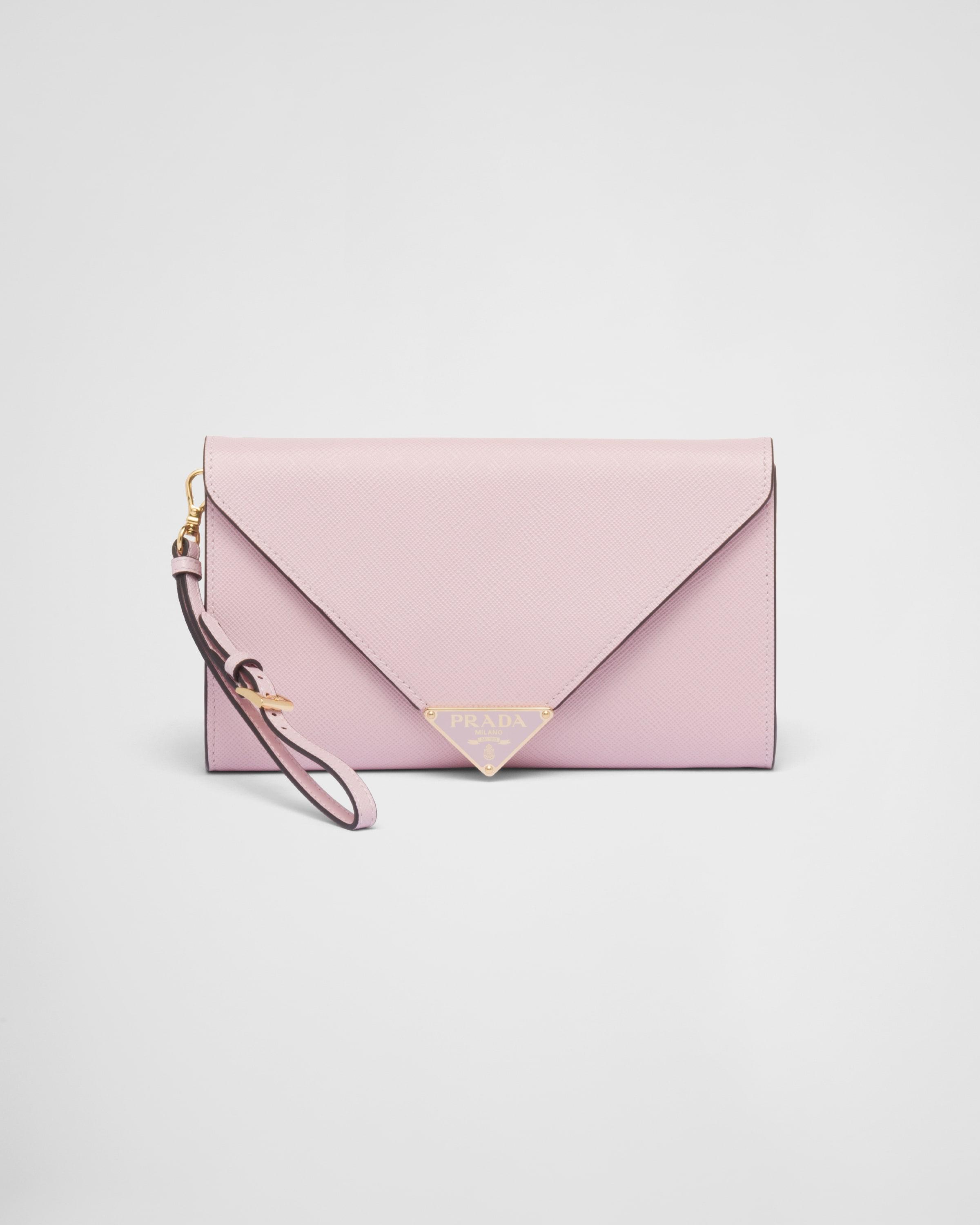 Prada Small Saffiano and Leather Wallet, Women, Alabaster Pink