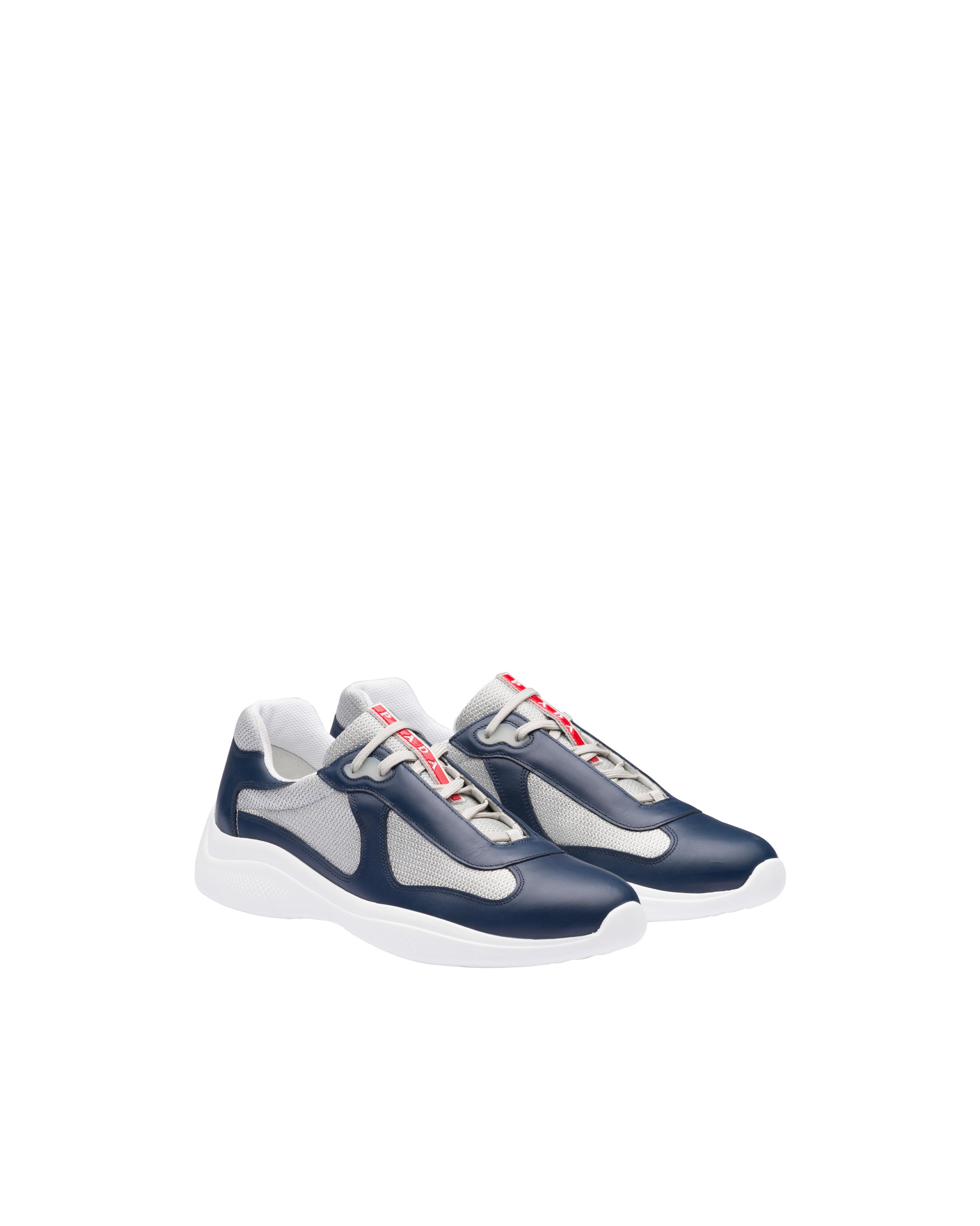 Prada New America's Cup Leather And Technical Fabric Sneakers in Blue ...