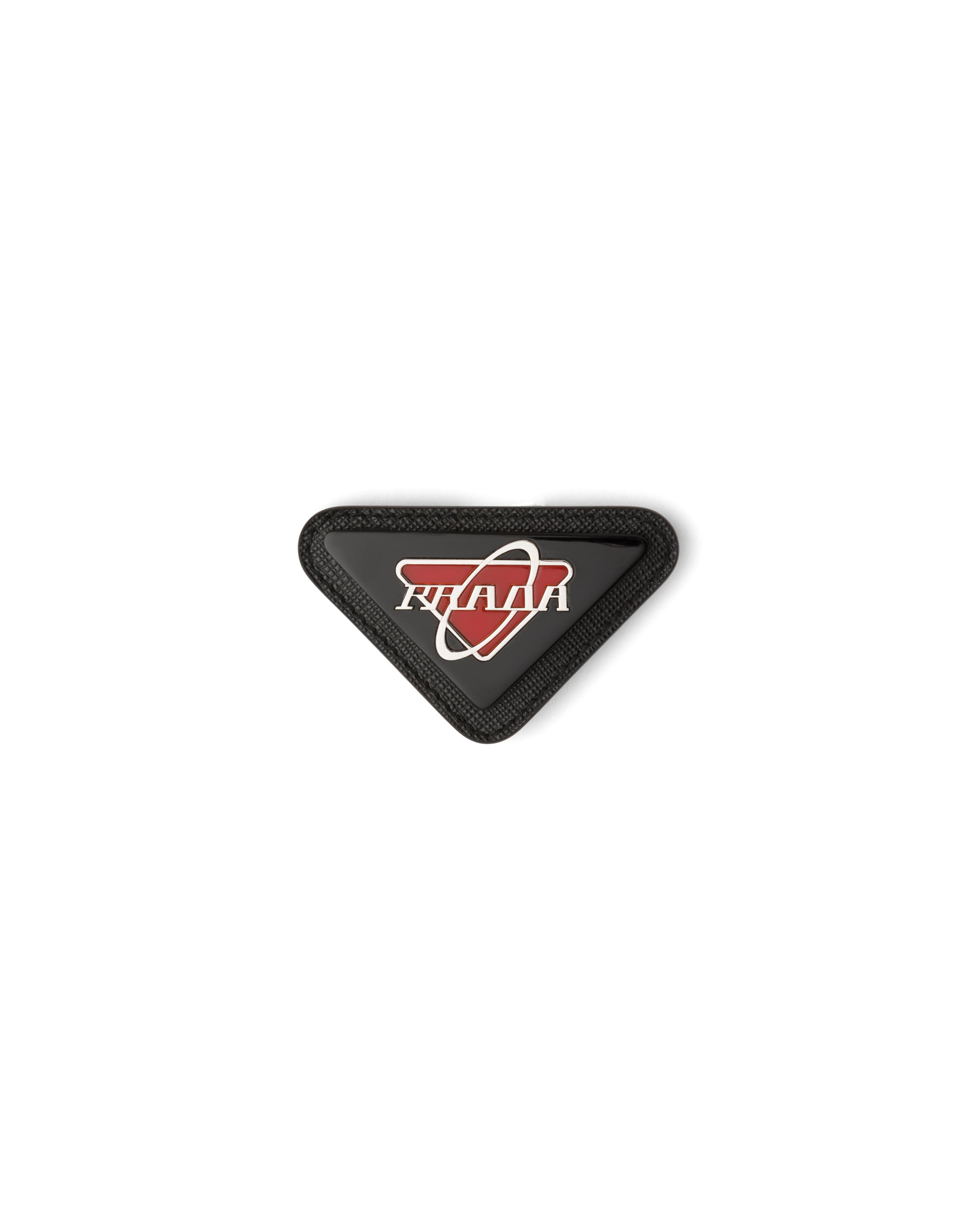 Prada Enamelled Triangular Logo Pin in Black for Men | Lyst
