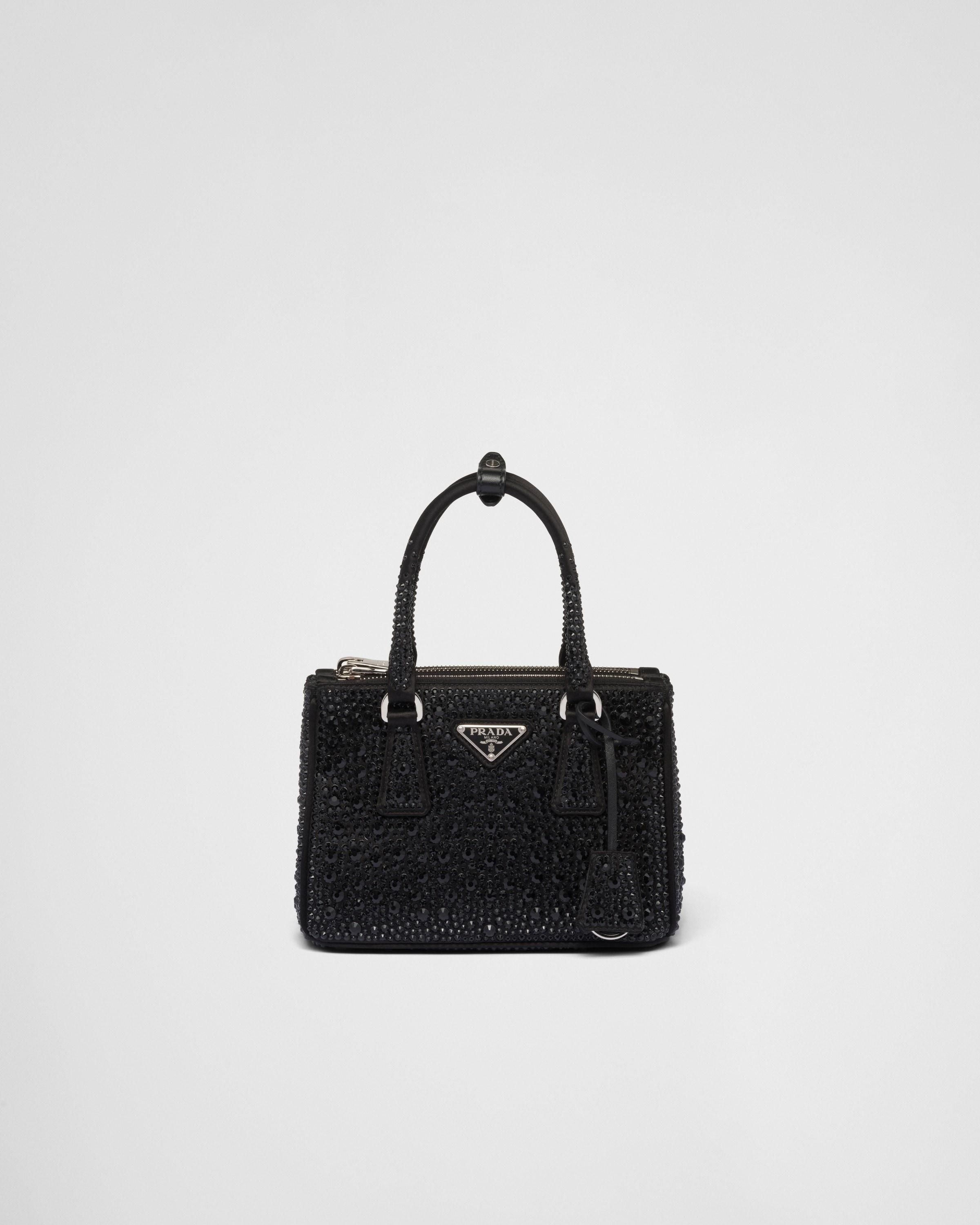 Prada Galleria Satin Mini bag With Crystals in Black Lyst UK