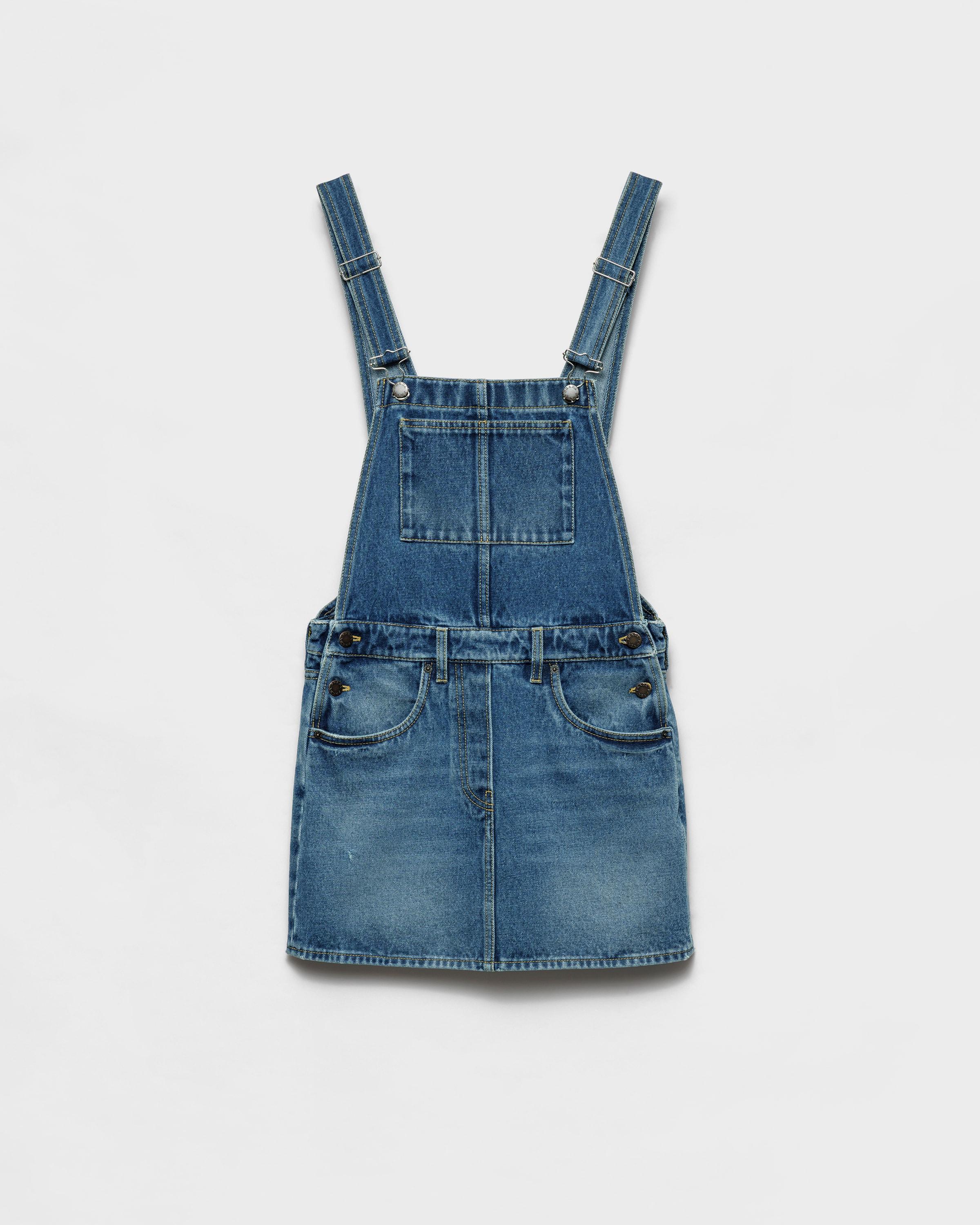ワンピース PRADA DENIM DUNGAREES DRESS Prada Denim Dungaree Mini Dress in Blue | Lyst