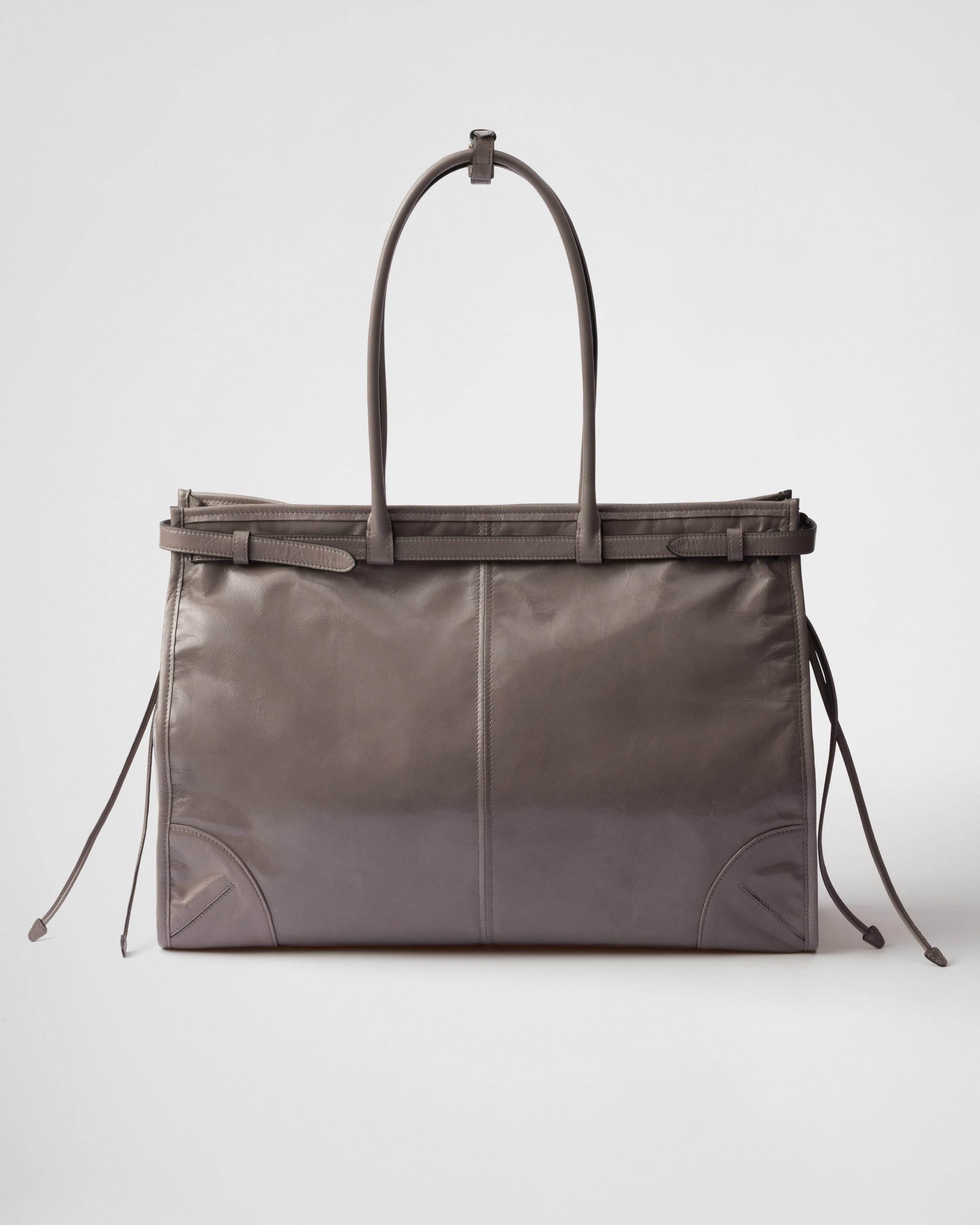 Prada Bonnie Extra Large Leather Handbag in Gray | Lyst
