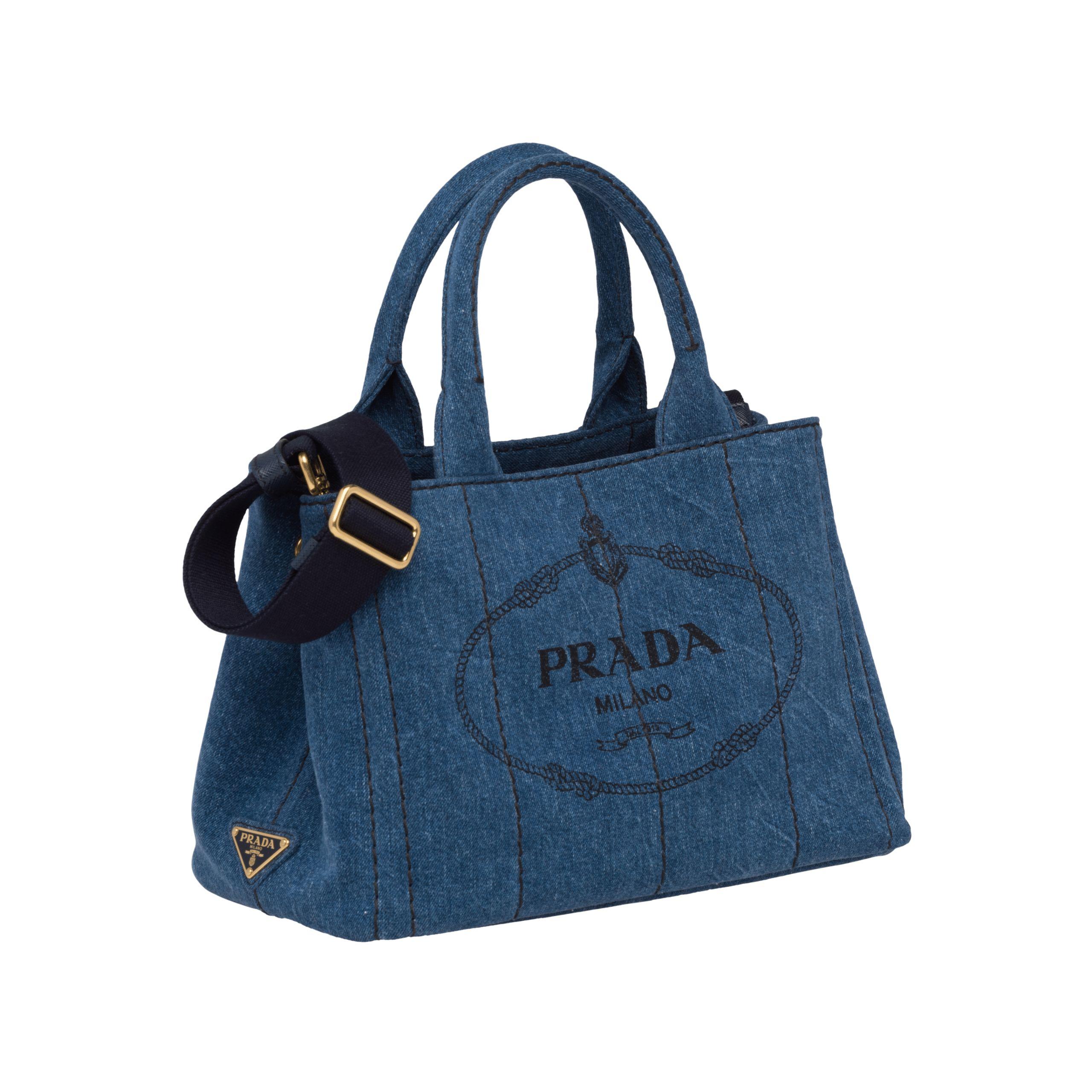 Prada - Authenticated Clutch Bag - Denim - Jeans Blue Plain for Women, Very Good Condition