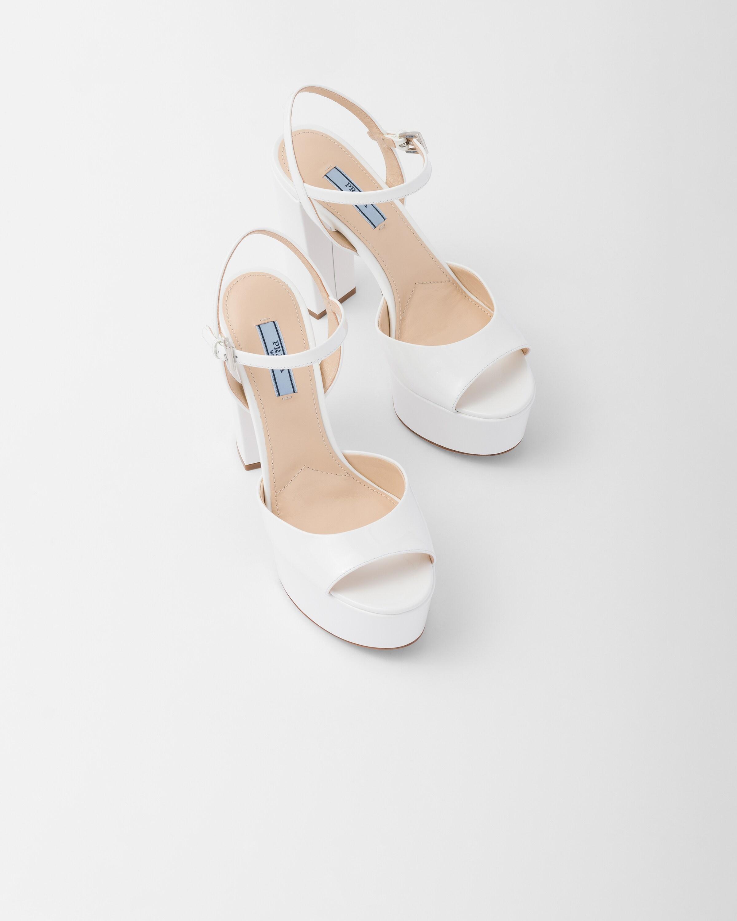 Prada High-heeled Patent Leather Sandals in White | Lyst
