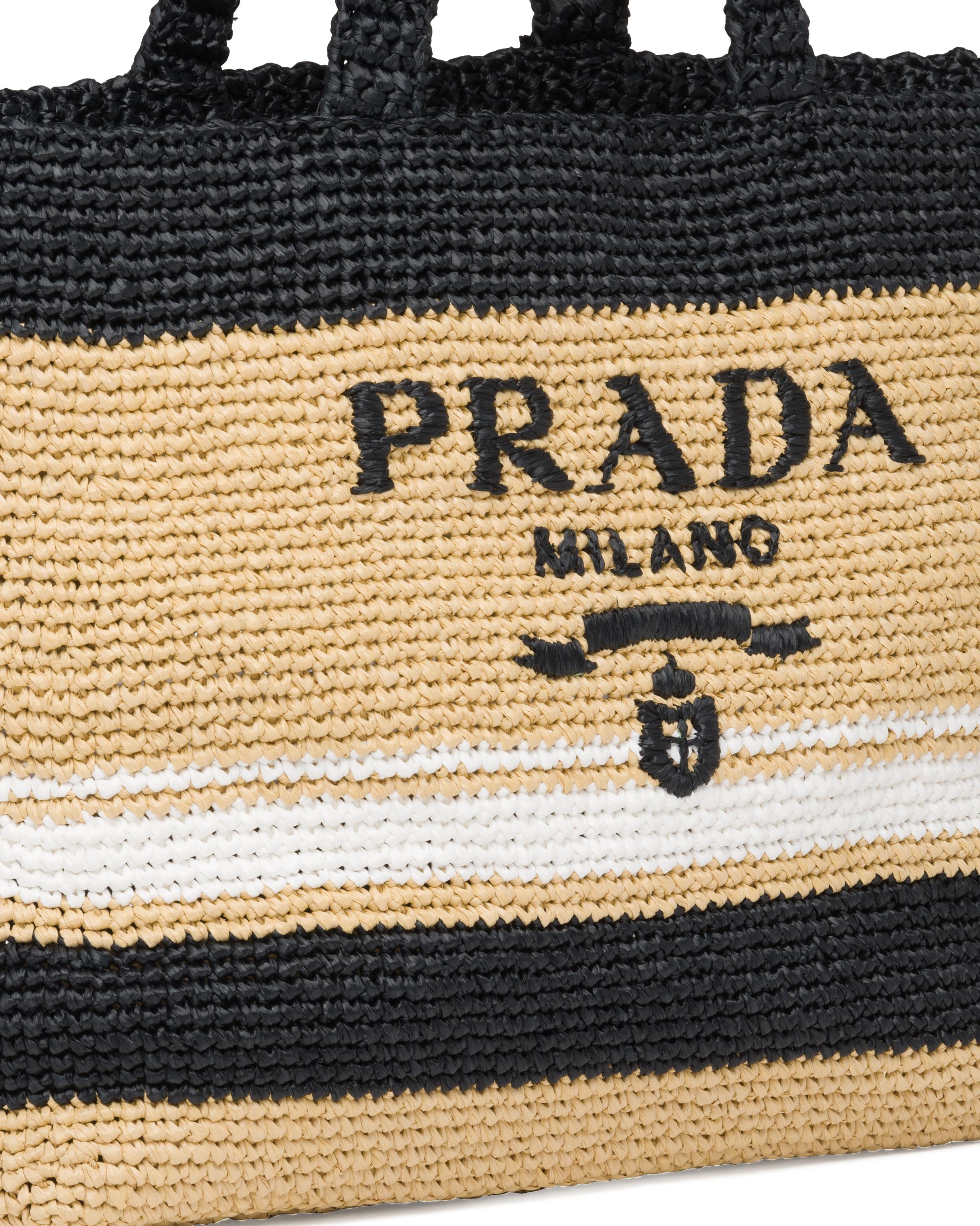 Prada Logo-Embroidered Raffia Tote Bag