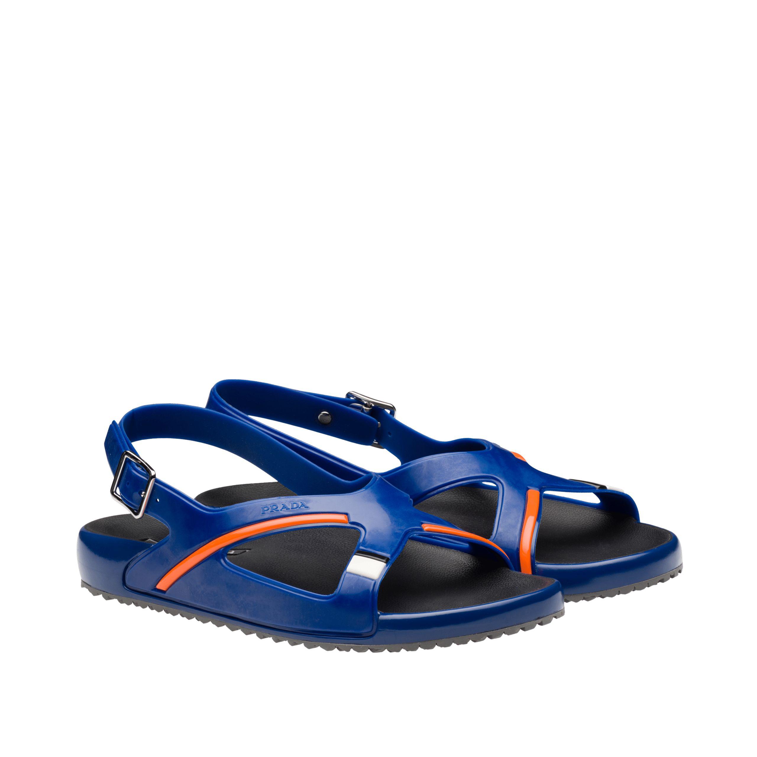 Prada Rubber Sandals in Blue - Lyst
