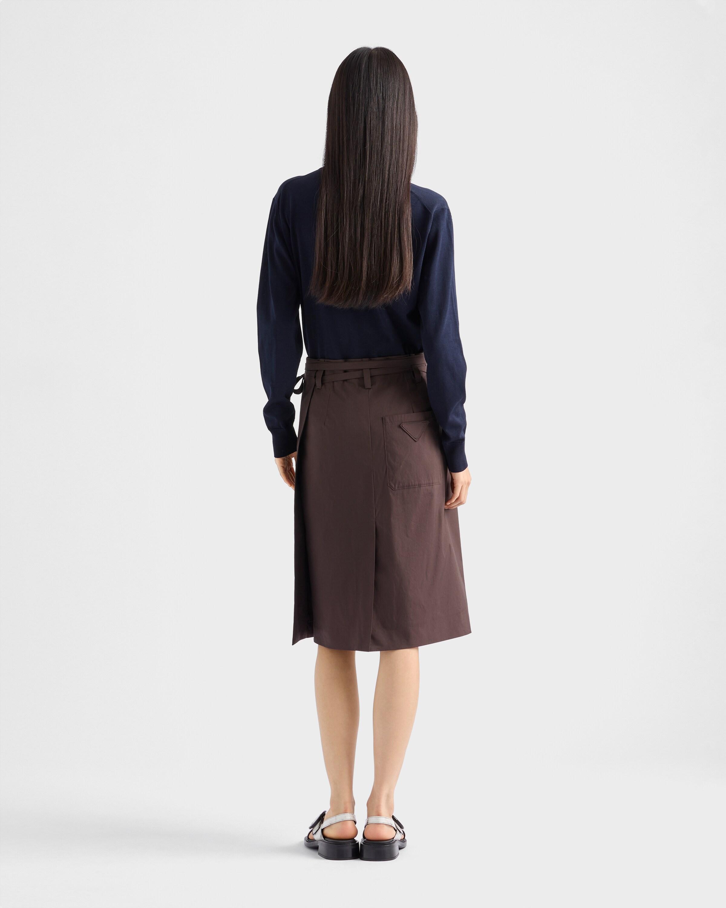 スカート Prada Brown Stretch Poplin Skirt Prada Poplin Wrap Skirt in Brown | Lyst
