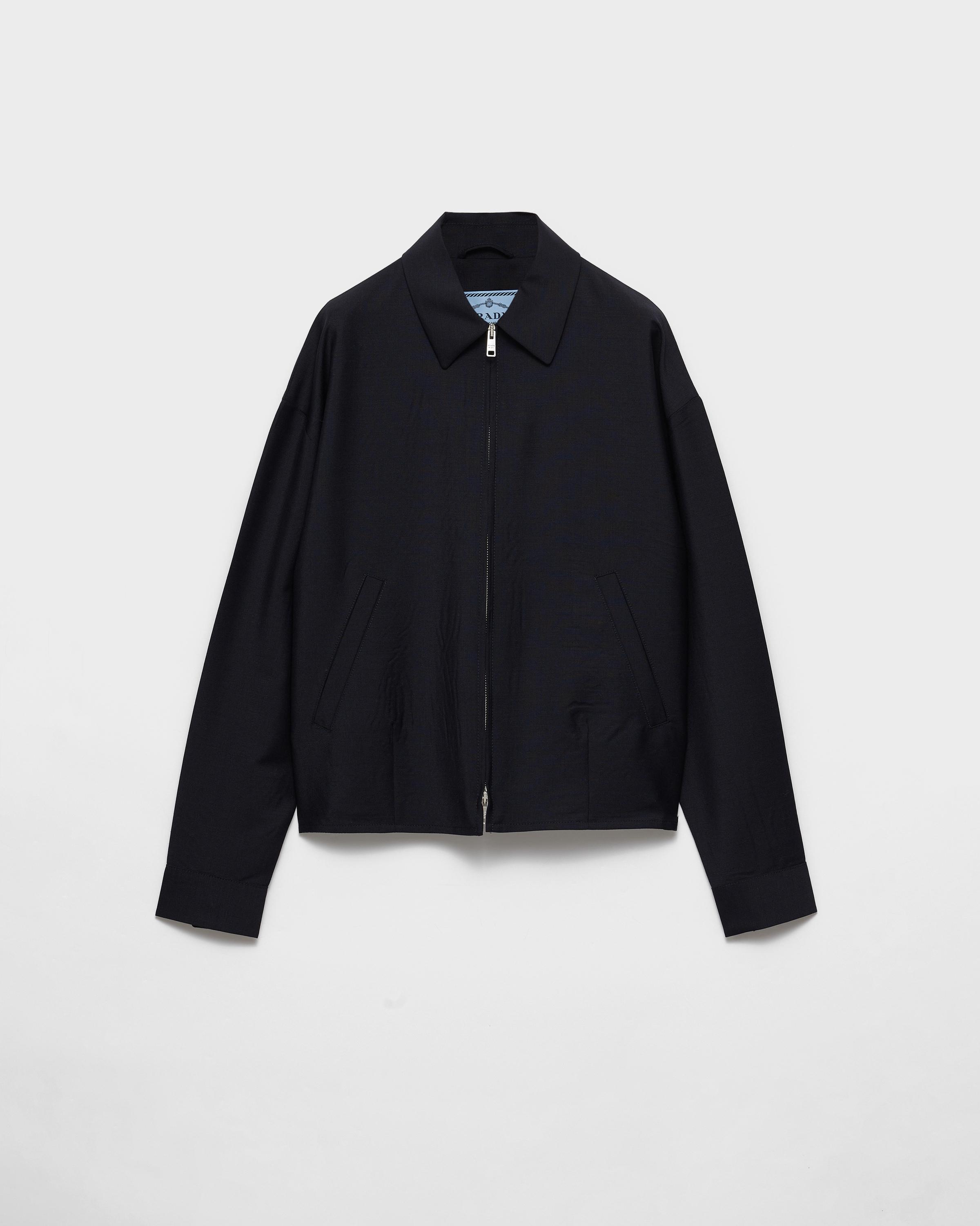 Prada Kid Mohair Blouson Jacket in Blue | Lyst Prada Kid Mohair Blouson Jacket in Blue | Lyst