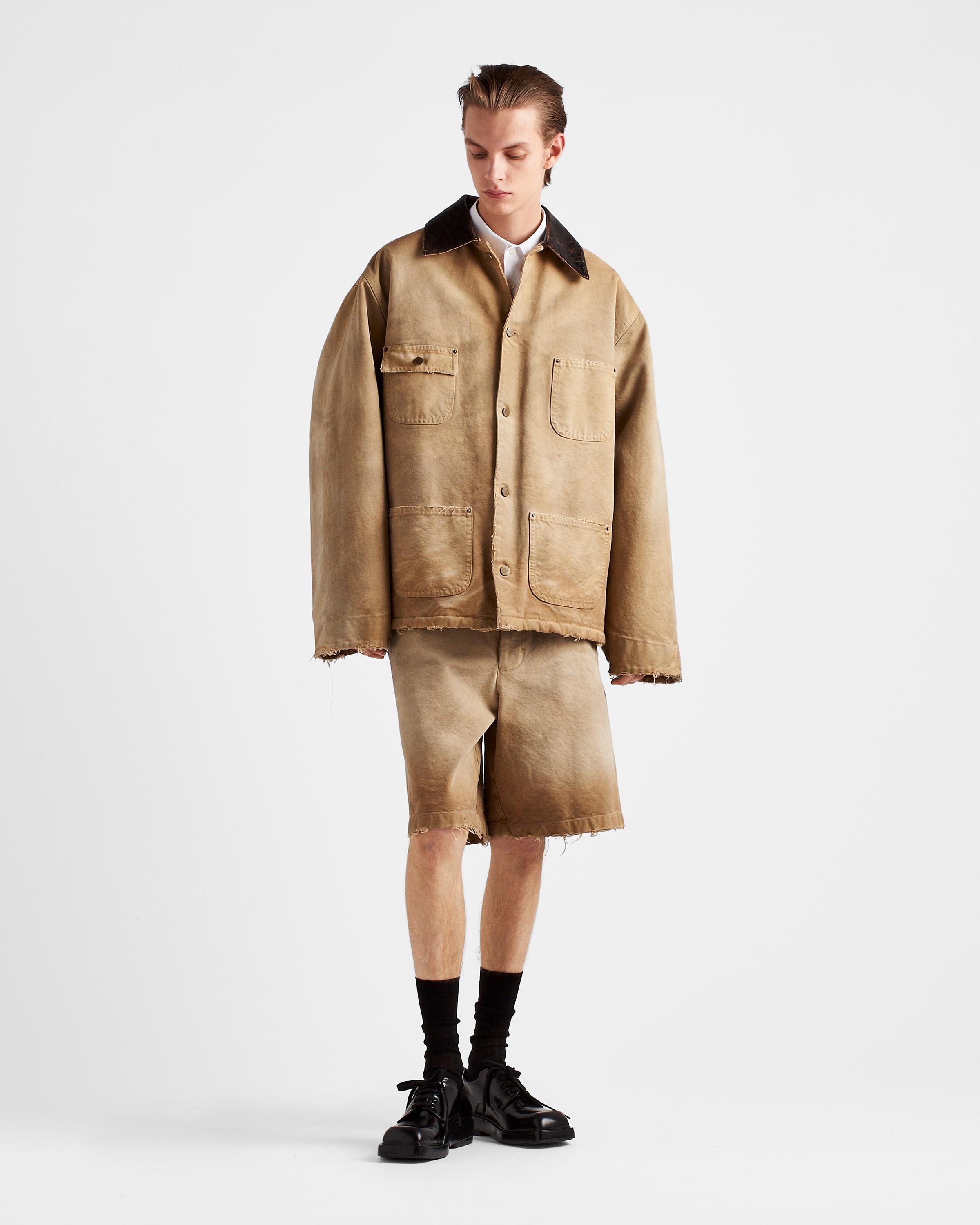 Prada Garment-Dyed Cotton Trucker Jacket in Natural for Men | Lyst
