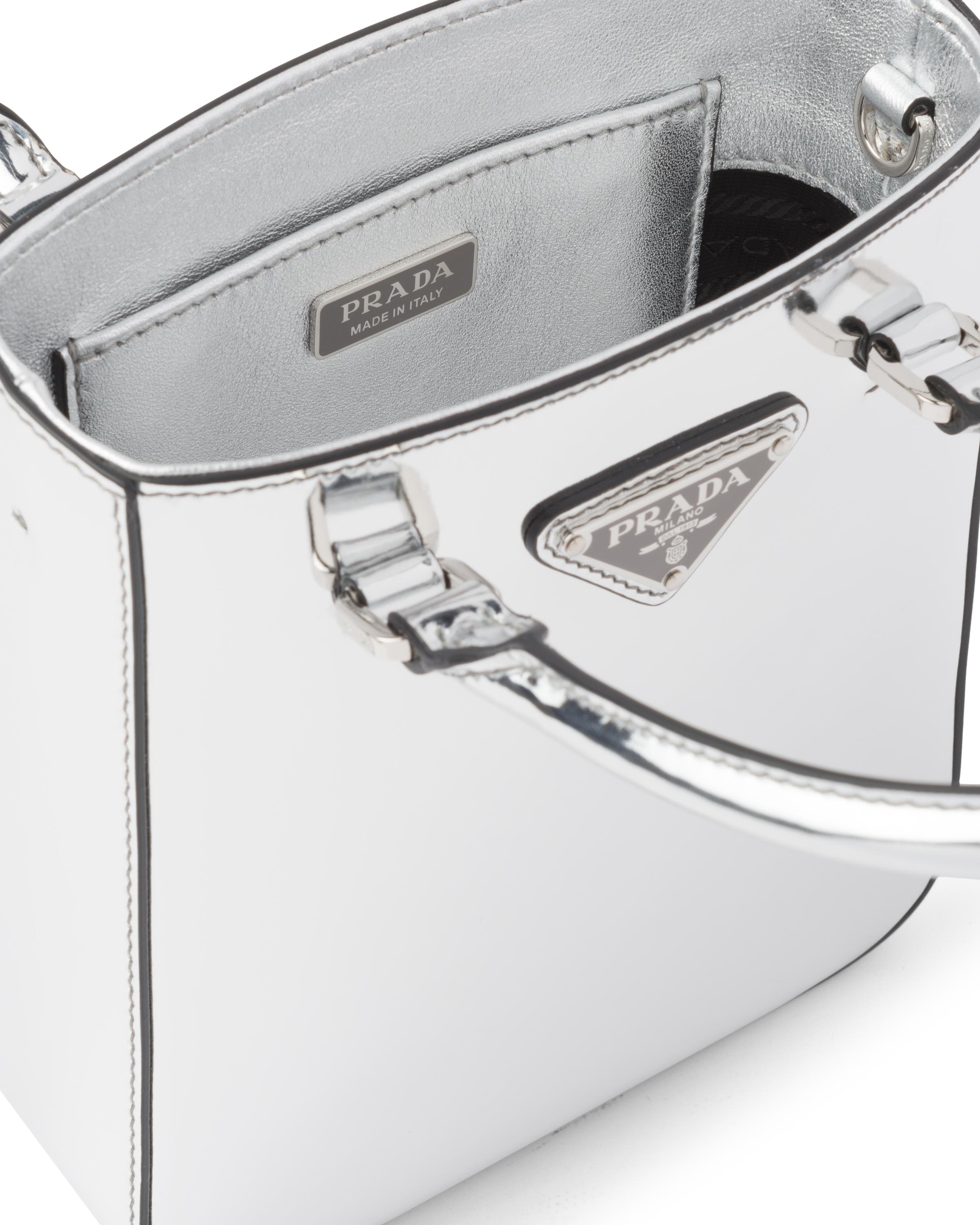 Prada Small Brushed Leather Tote in Silver (Metallic) - Lyst